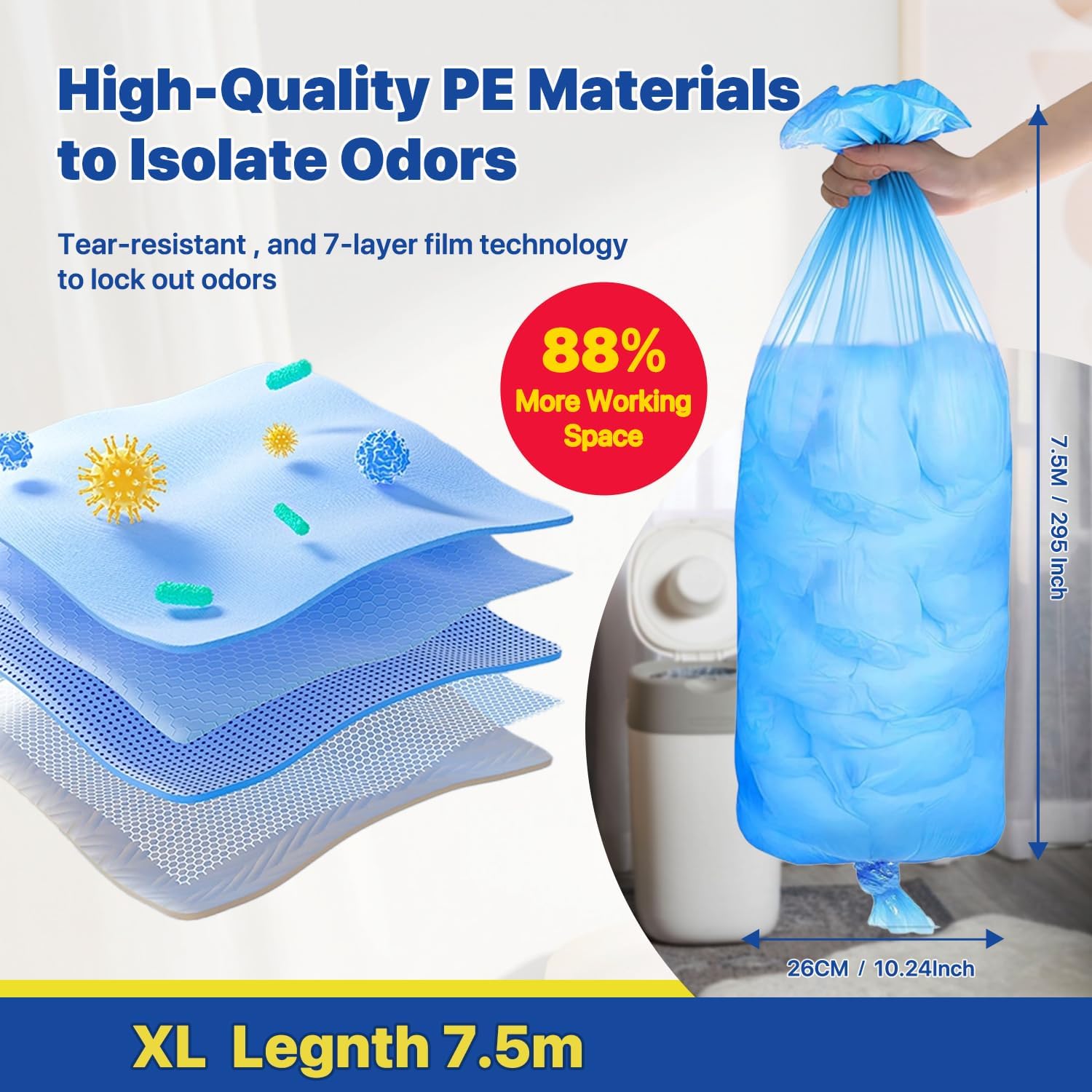 Detalle 2 de Nappy Bin Refills 7.5m for Tommee Tippee and Sangenic 🚼