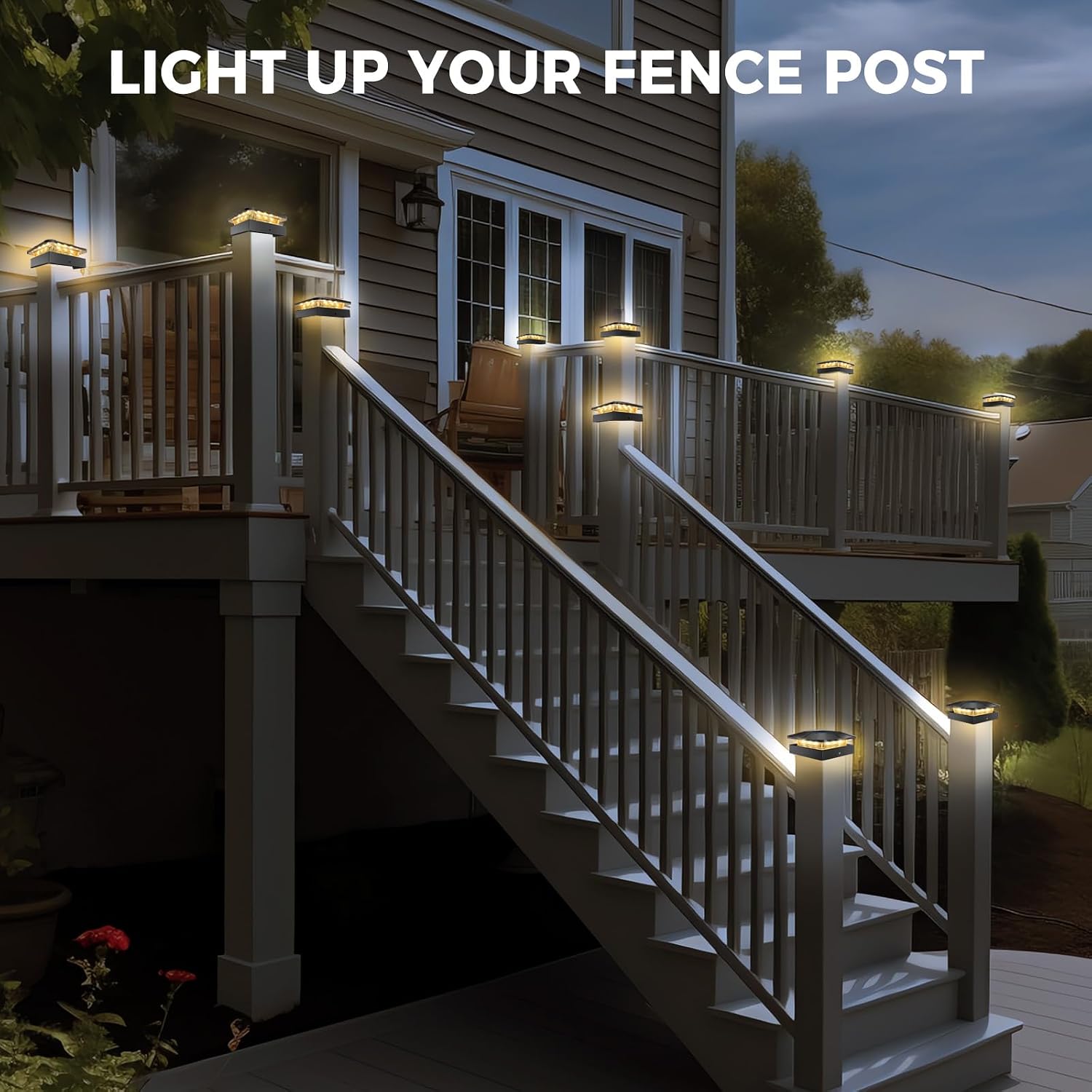 Detalle 2 de Peasur a922e4ab-cd89-4434-afe2-375756e4caec Solar Post Cap Lights, 3 Modes, Black 2-Pack