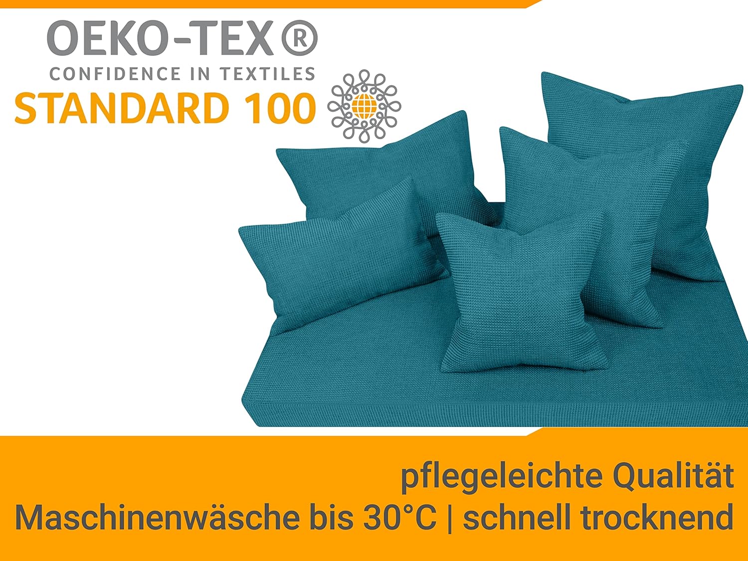 Thumbnail 5 de Npluseins Lot de 2 Housses de Coussin 40×60 cm – Motif texturé, pétrole