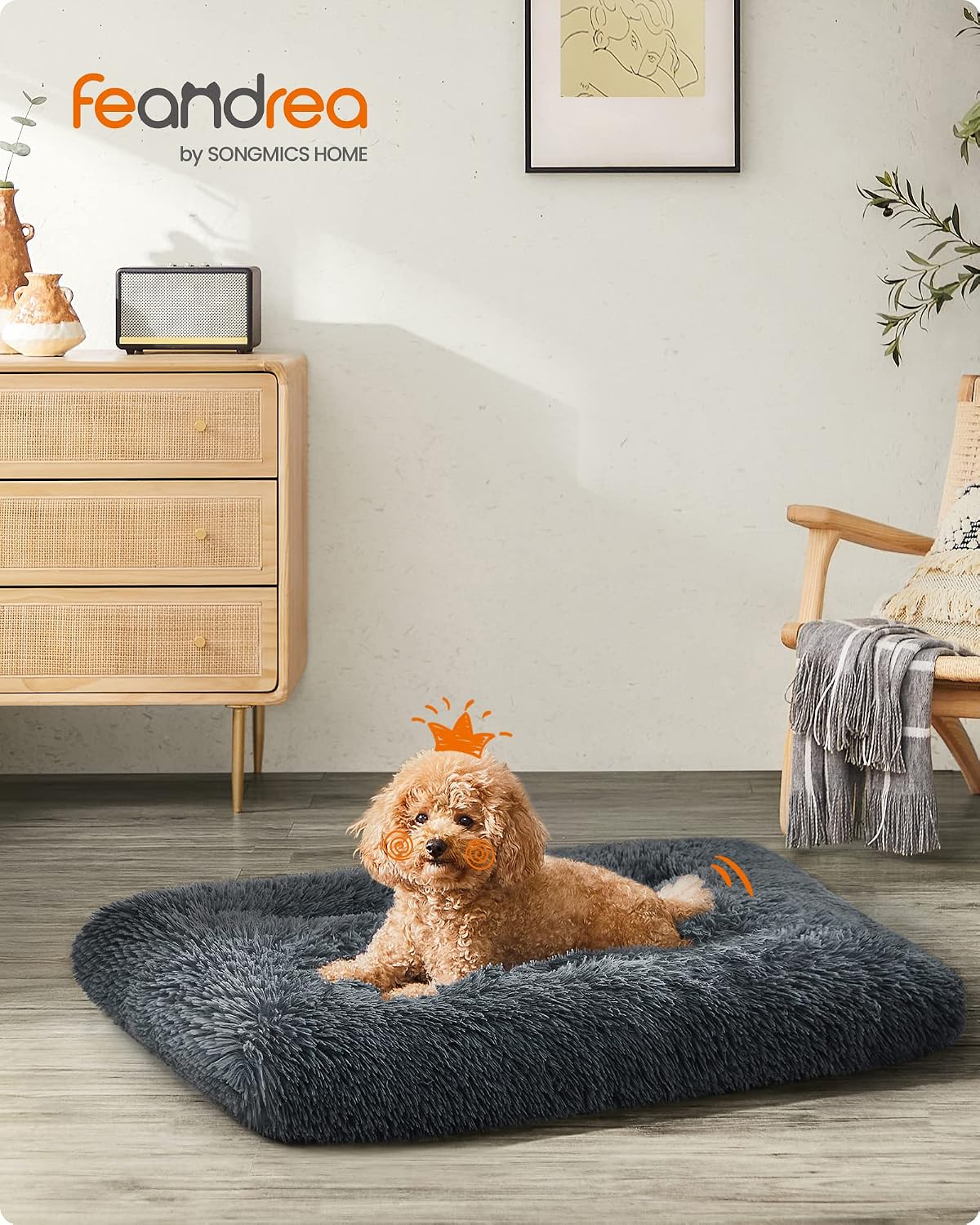 Thumbnail 1 de FEANDREA PGW201G02 hondenbed 80 x 50 cm met pluche bekleding