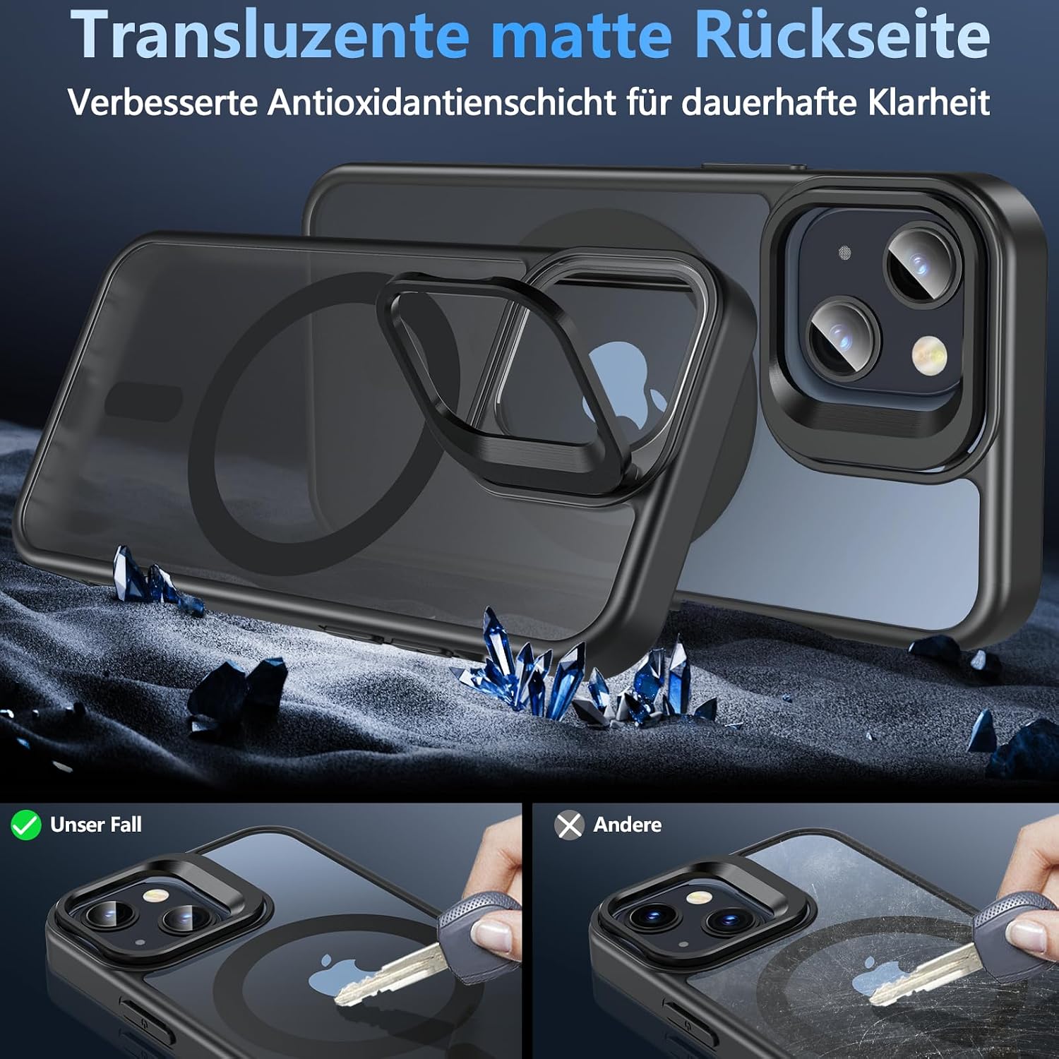 Thumbnail 5 de OWKEY Magnetisch Hülle für iPhone 13 Mini / iPhone 12 Mini mit Ständer – MagSafe-kompatibel, Panzer Glas & Militärschutz