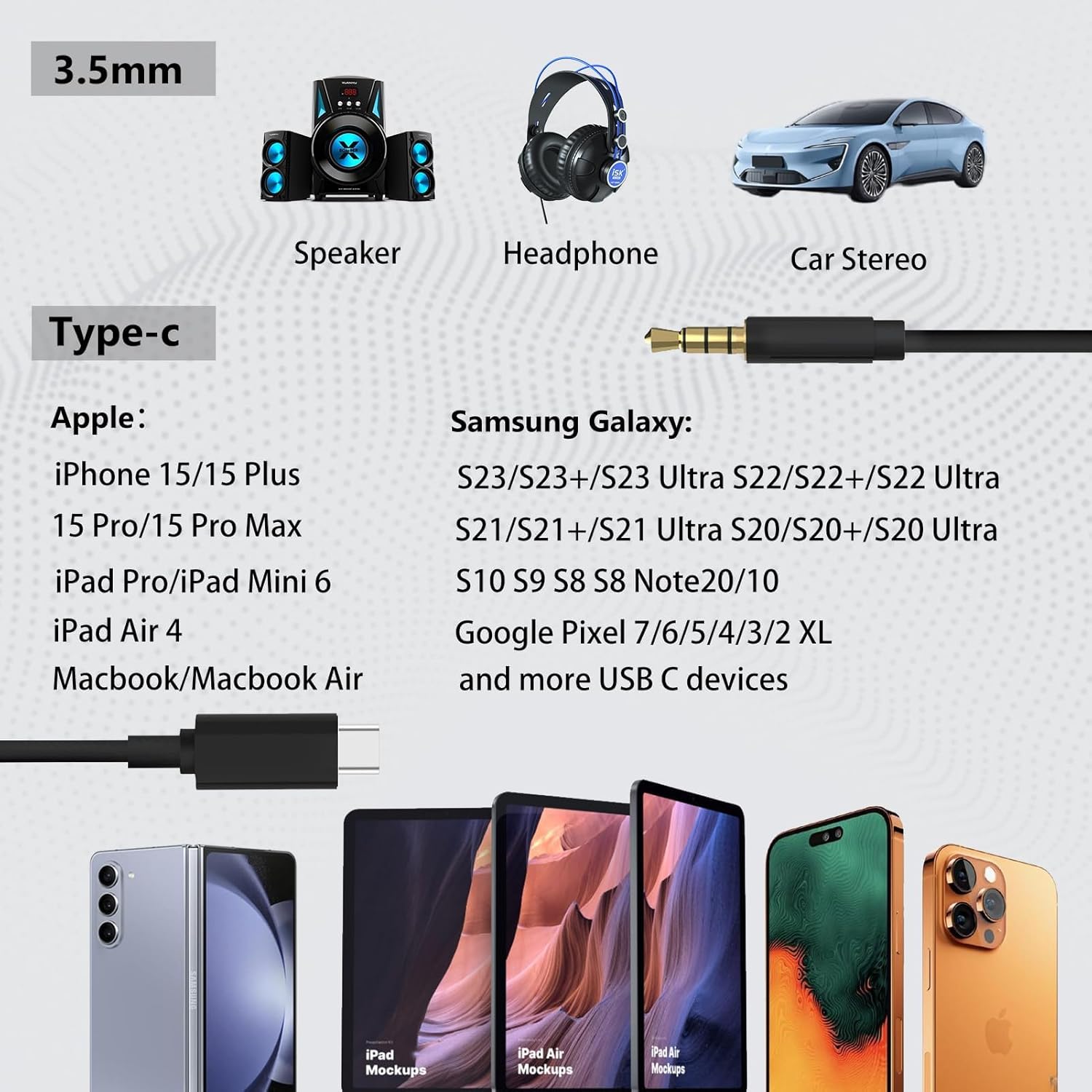 Thumbnail 4 de FUHAYA USB-C to 3.5mm Aux Audio Jack Cable for iPhone 16 and USB-C devices (Black)