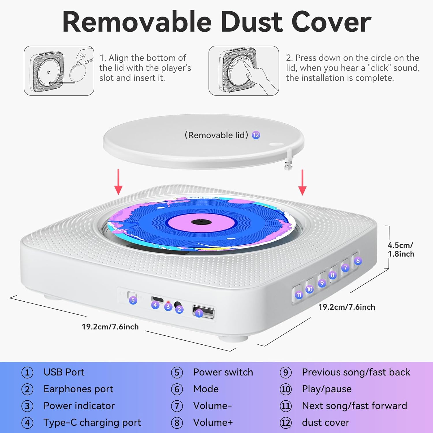 Thumbnail 6 de Kegaudio Desktop Wall CD Player 1800mAh