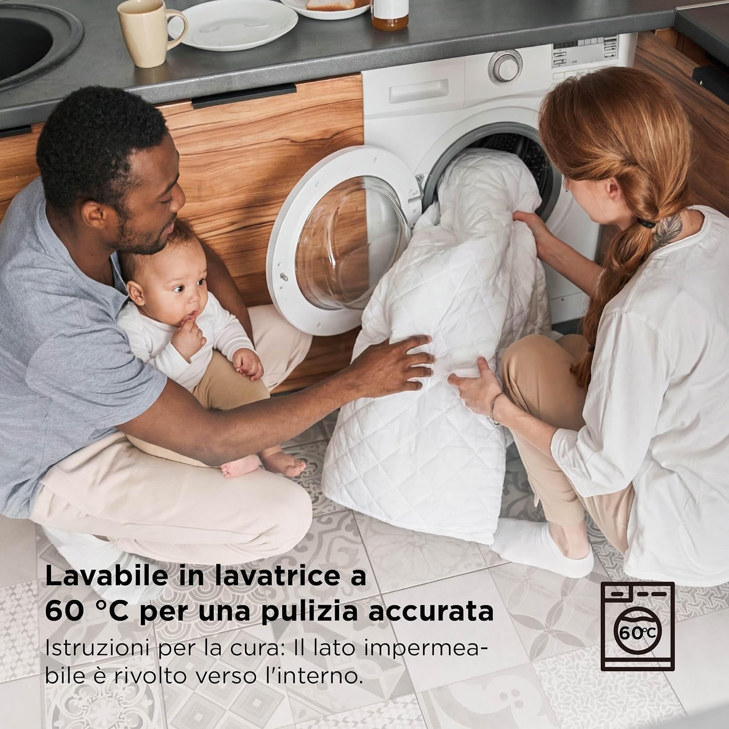 Detalle de Coprimaterasso impermeabile 160x190 cm di BEDSURE: protezione affidabile, comfort quotidiano