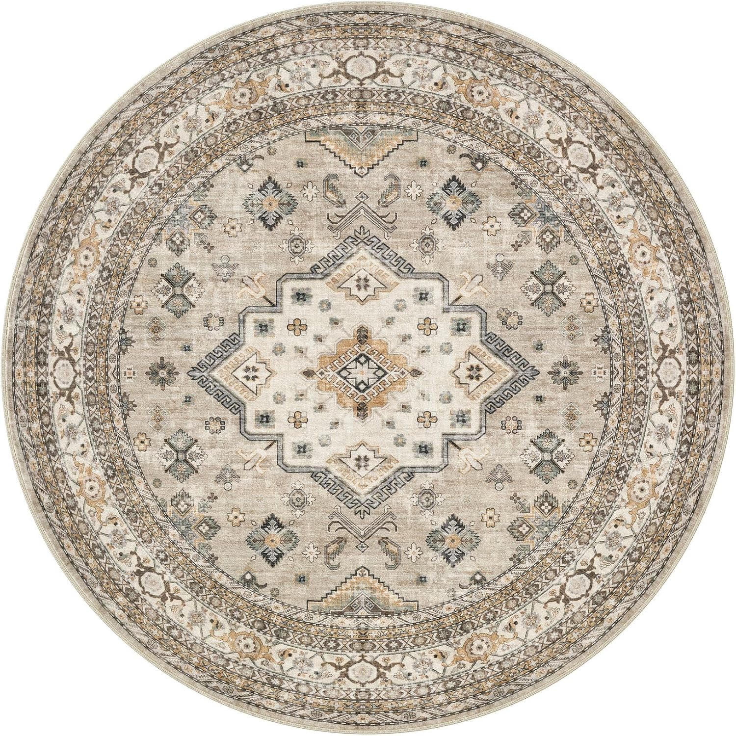 Thumbnail 5 de 8ft Round Vintage Area Rug 8x8