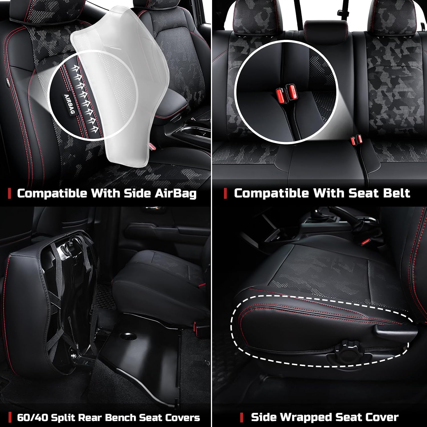 Thumbnail 4 de Carlimeki Custom Fit Leather Seat Covers for Toyota Tacoma Gen 3 (2016–2023) – Double & Crew Cab