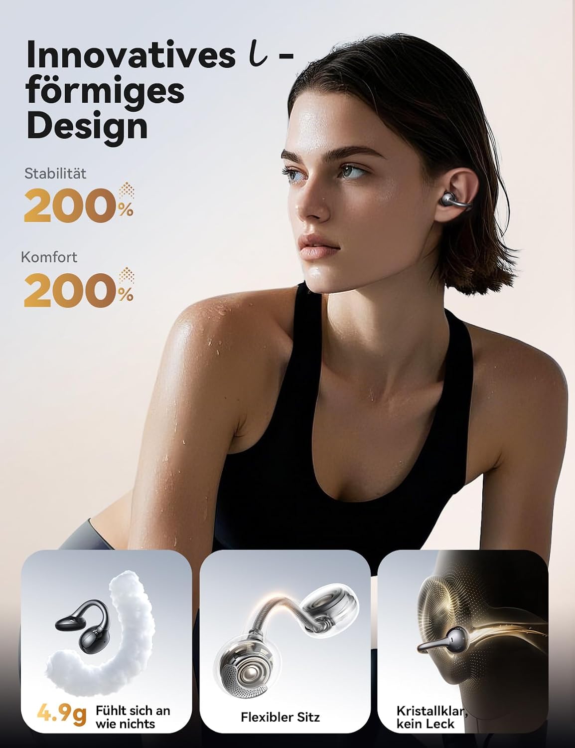 Detalle 1 de JOYROOM OE3 Open-Ear Kopfhörer Bluetooth 5.4, 30 h Spielzeit