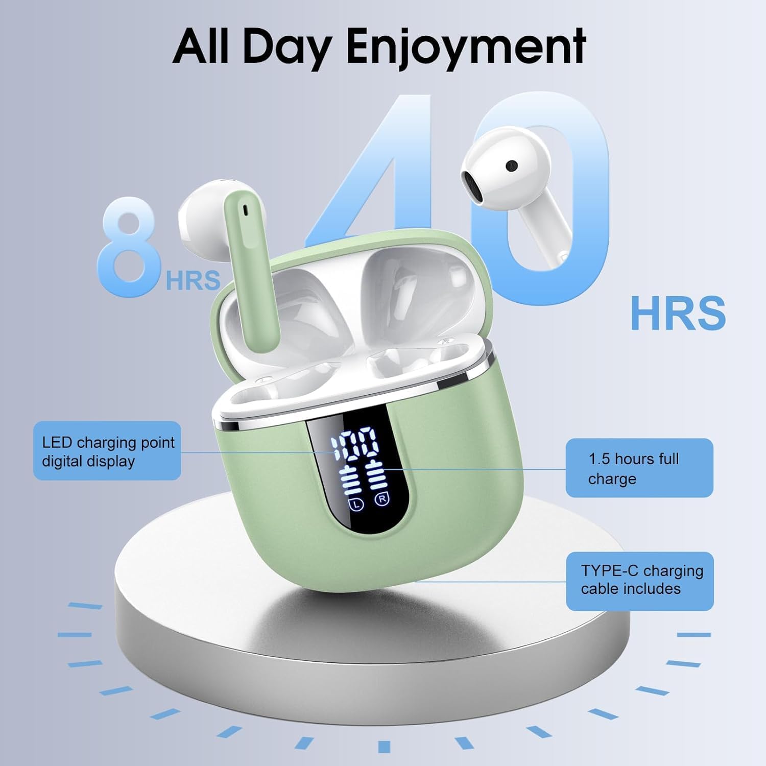 Thumbnail 6 de Wireless Earbuds Bluetooth 5.4 40H Playback