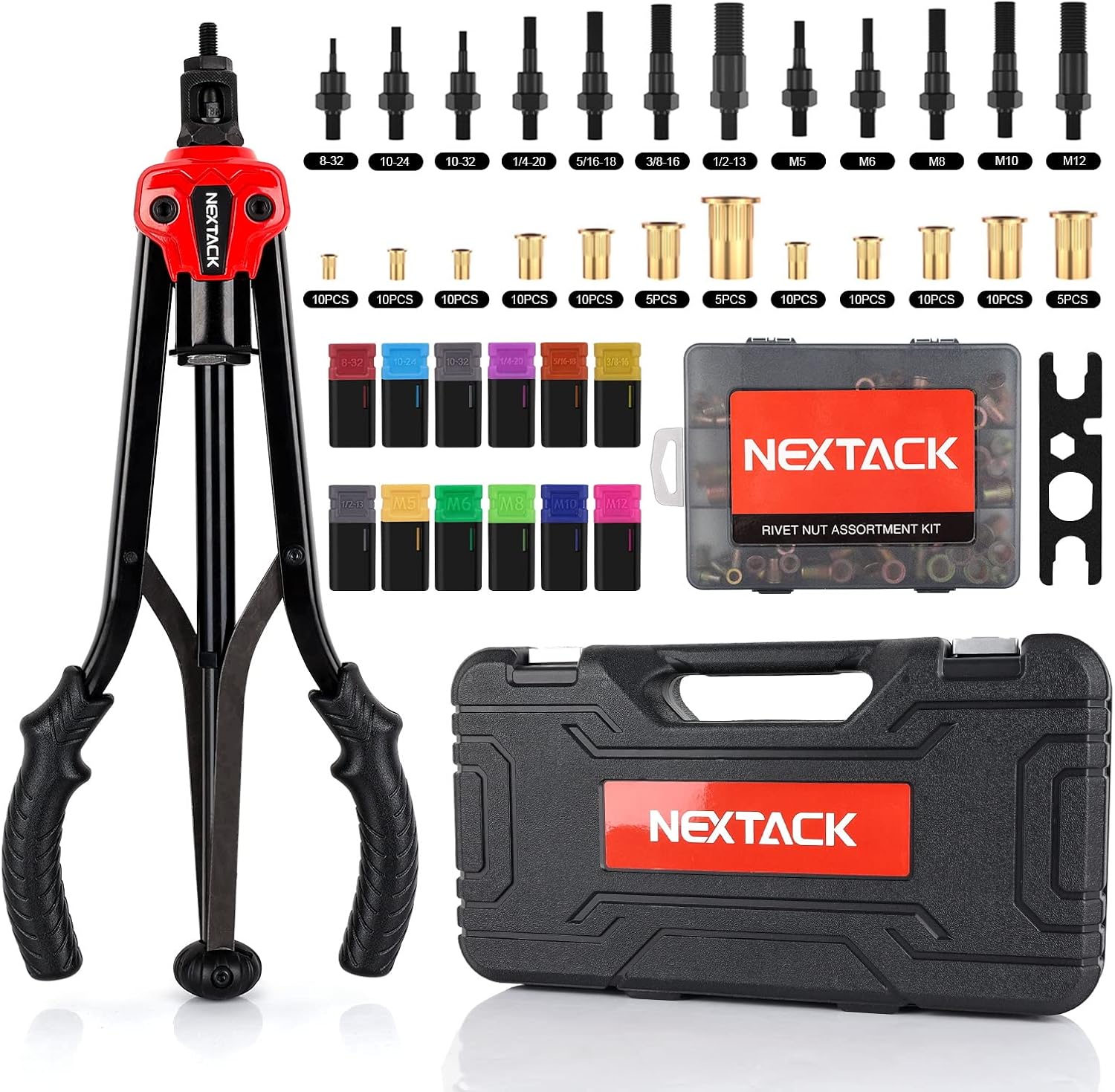 Detalle de NEXTACK NT800 16-inch Semi-Auto Rivet Nut Tool Kit with 12 Mandrels