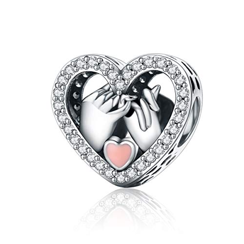 Detalle de ShiYu Charm de plata de ley 925 en forma de corazón con manos para pulsera Pandora