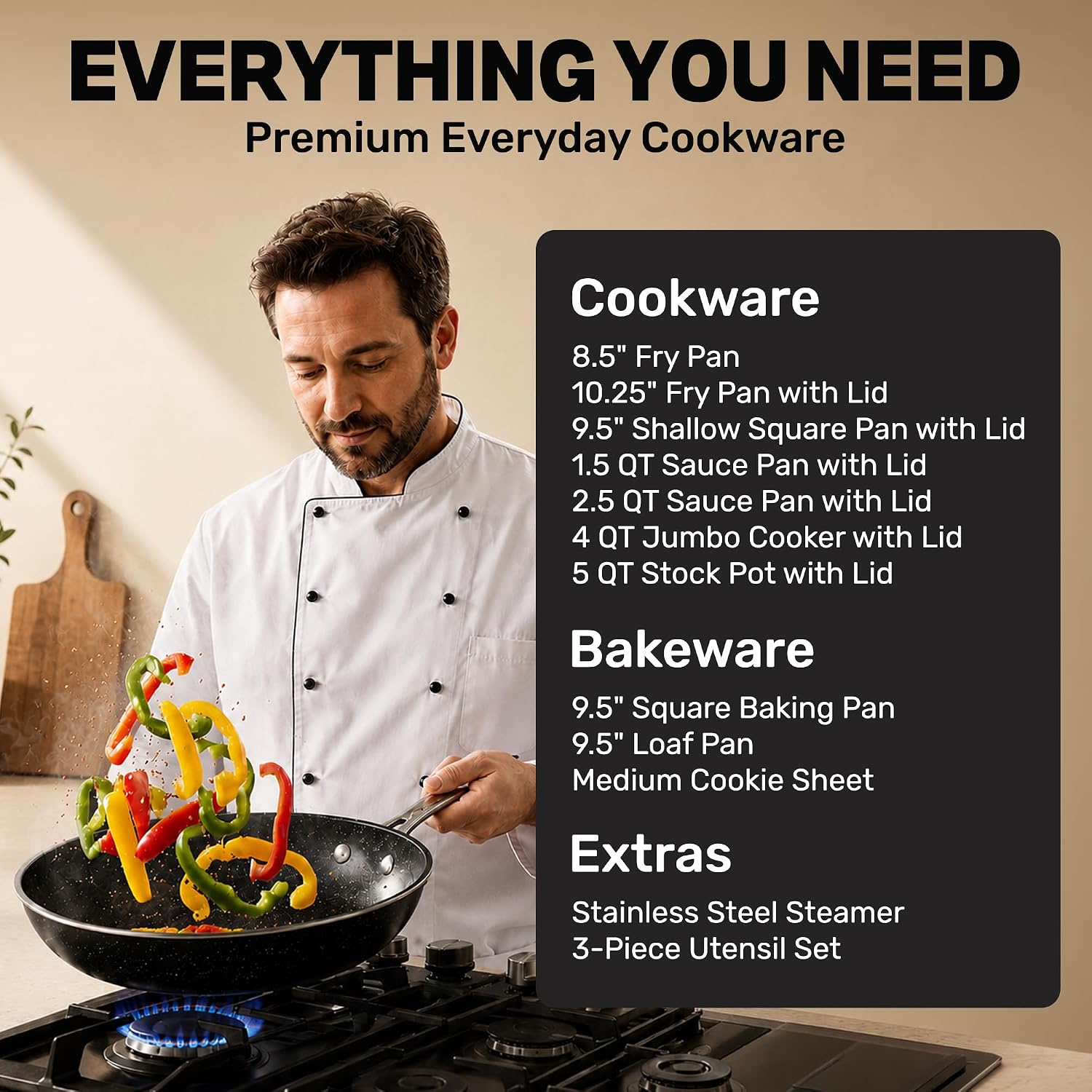 Detalle de Granitestone 20 Pc Complete Pots and Pans Set – Nonstick, Oven & Dishwasher Safe