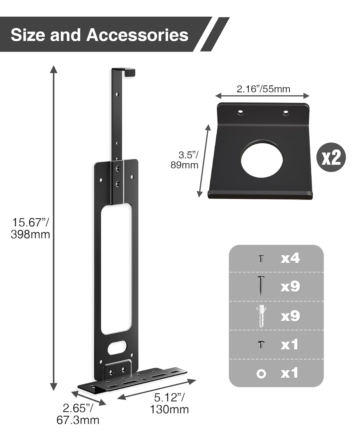 Thumbnail 6 de Upgraded Adjustable Console Holder Wall Mount for PS5 (Black) with 2 Controller Kits