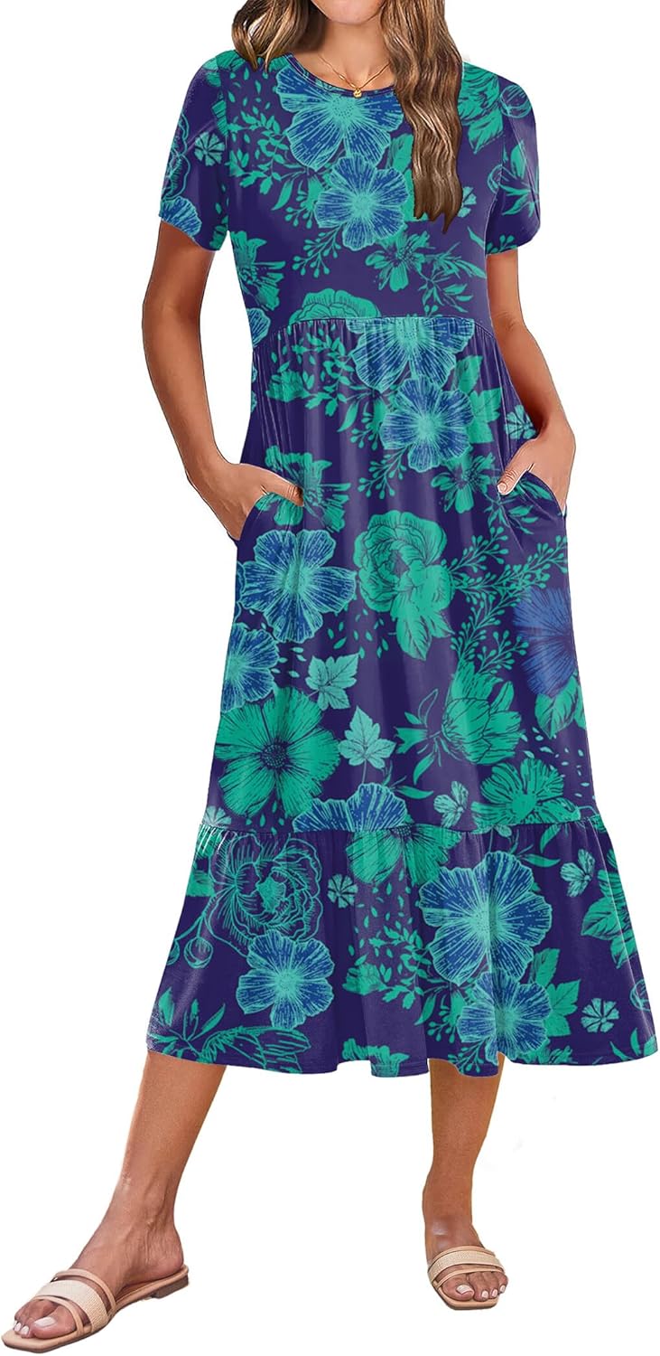 Thumbnail 6 de Zeagoo Women Summer Midi A-Line Dress with Pockets — Flowy Tiered Beach Sundress (2026 Vacation Ready)