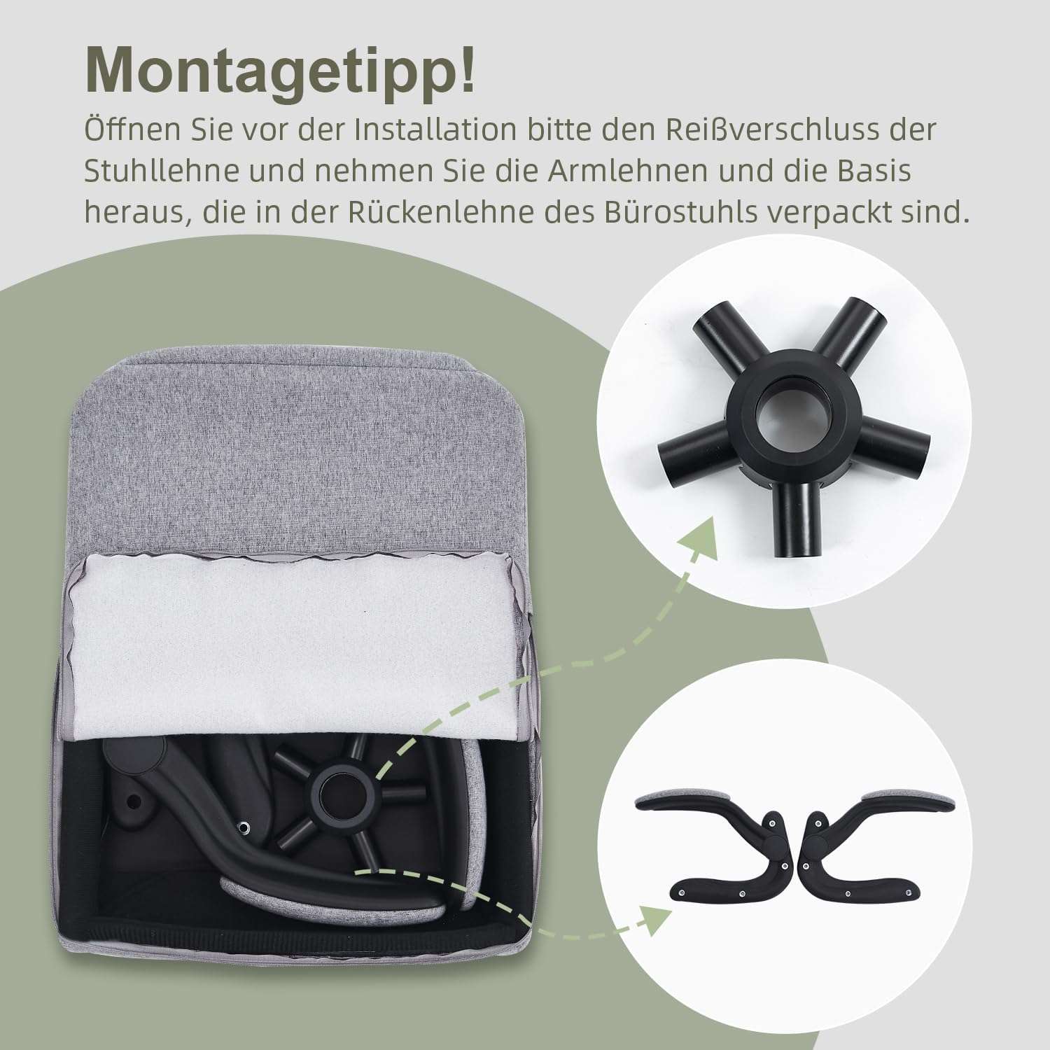 Detalle de CASTLOVE Bürostuhl Ergonomisch – Chefsessel mit gepolsterten Armlehnen, Kopfstütze und 150 kg Tragfähigkeit