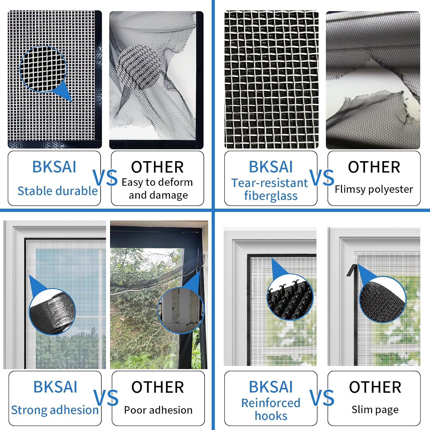 Detalle de BKSAI adjustable window bug net with zip opening to keep flies and mosquitoes out