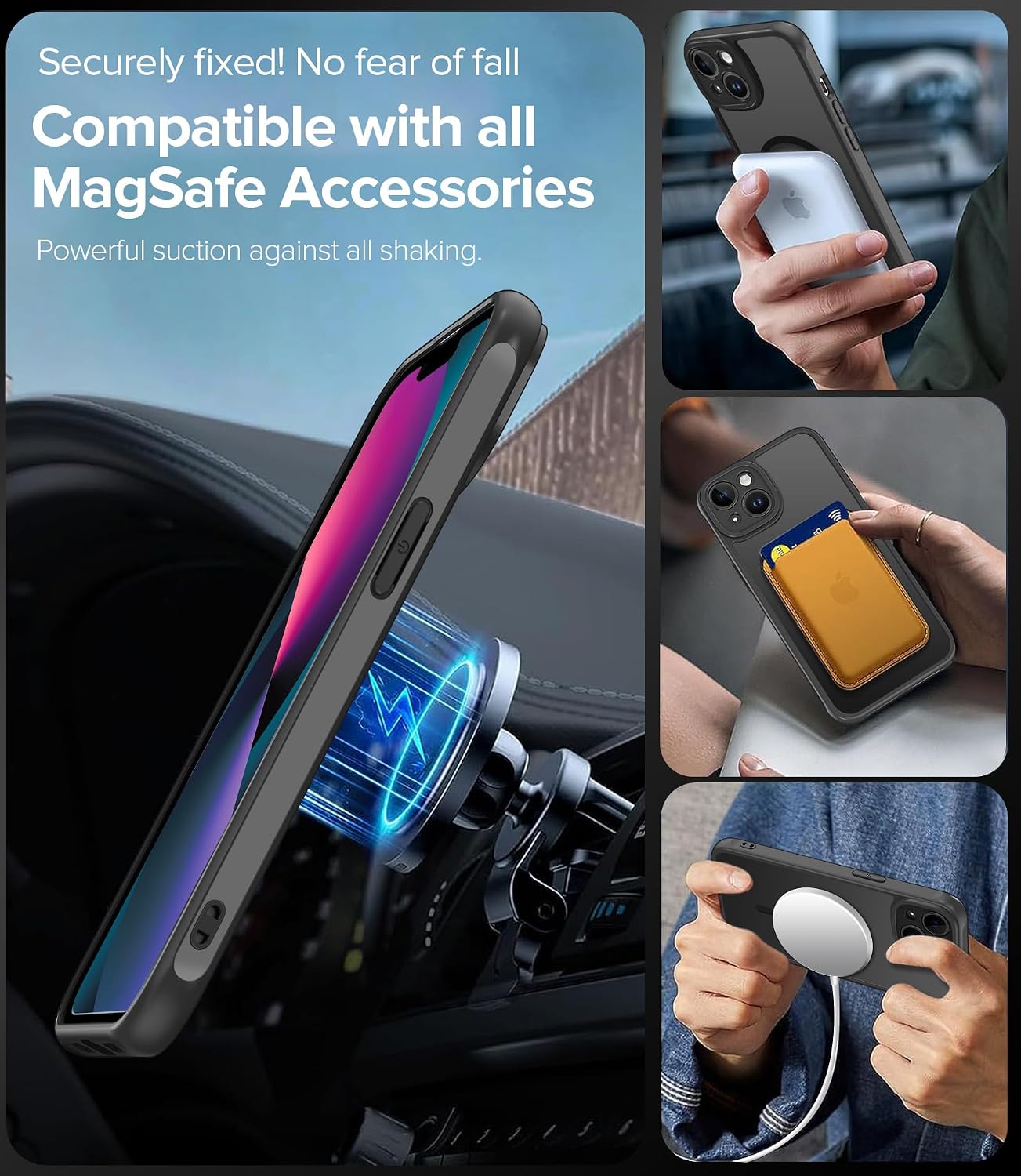 Detalle de ivoler 3-in-1 Magnetic Case for iPhone 13 with 2 Pack Screen Protectors (MagSafe Compatible) – Slim, Shockproof & Matte-Black