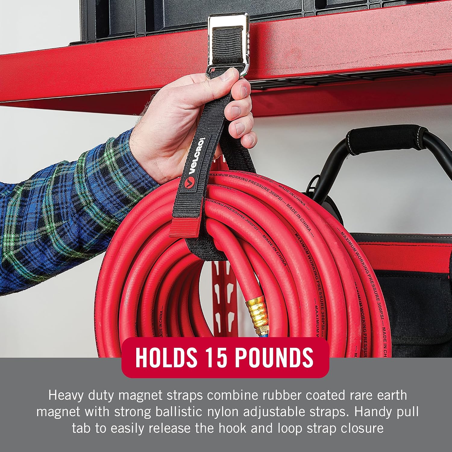 Detalle de VELCRO Brand VEL-40088-USA Magnetic Storage Strap, 24-Inch Reusable Organizer
