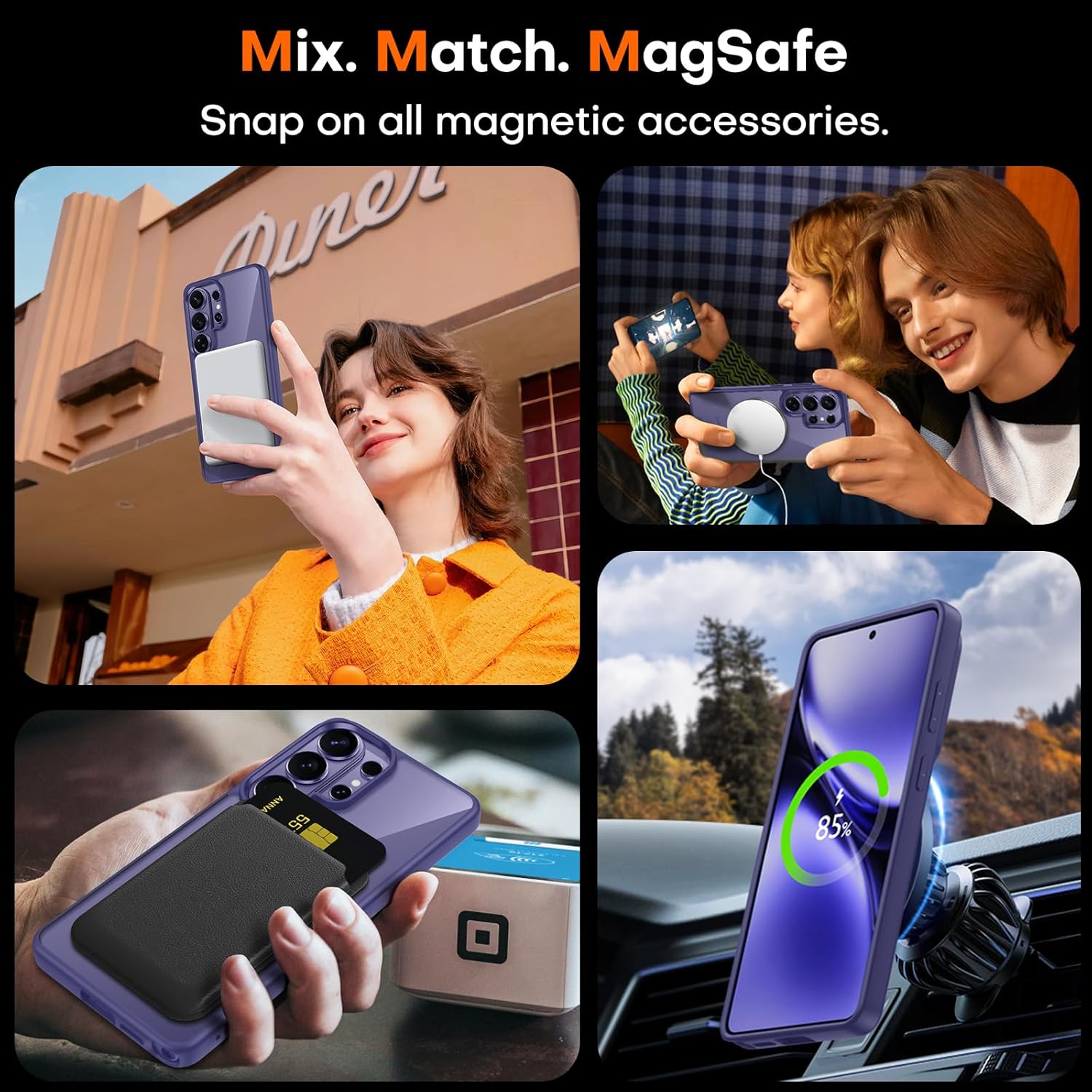 Thumbnail 5 de TAURI Magnetic Case for Samsung Galaxy S26 Ultra with Tempered Glass Screen Protector (Purple)