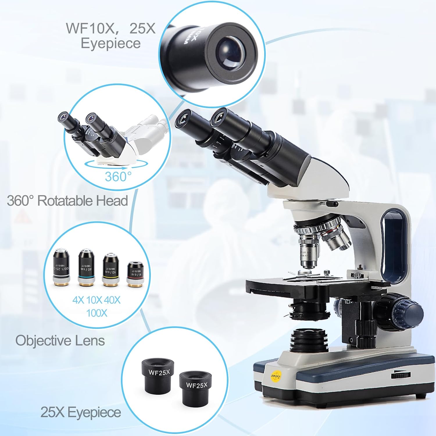 Thumbnail 2 de Swift SW350B Binocular Compound Microscope