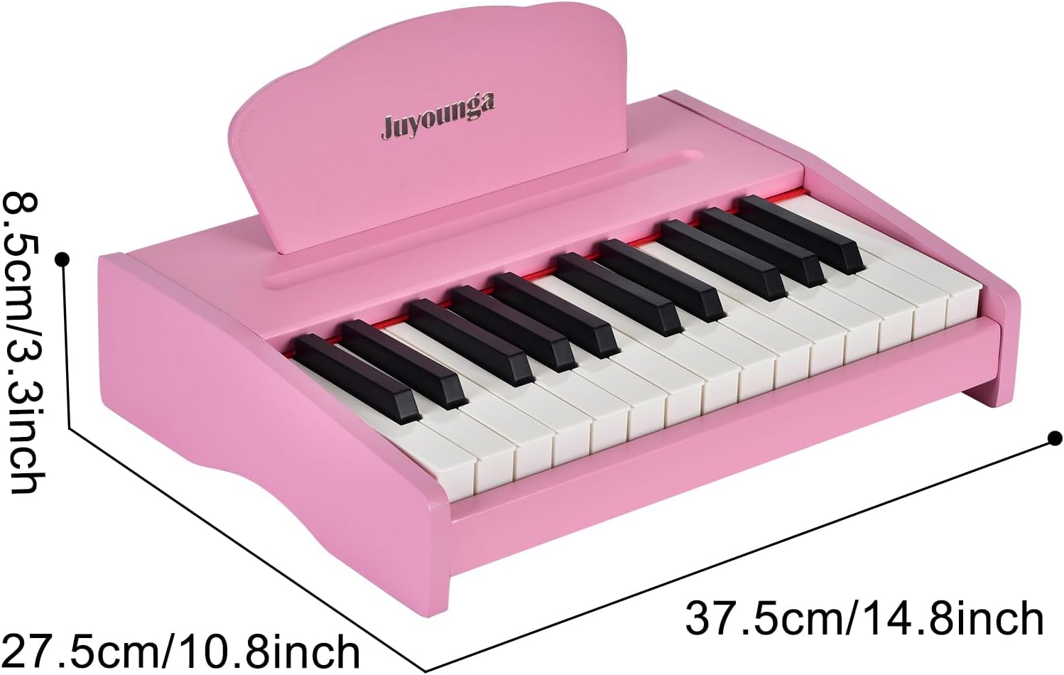 Detalle 2 de Kids Piano Keyboard Toys – 25-key digital wooden piano with songbook, sticker set and English lyrics (Pink)