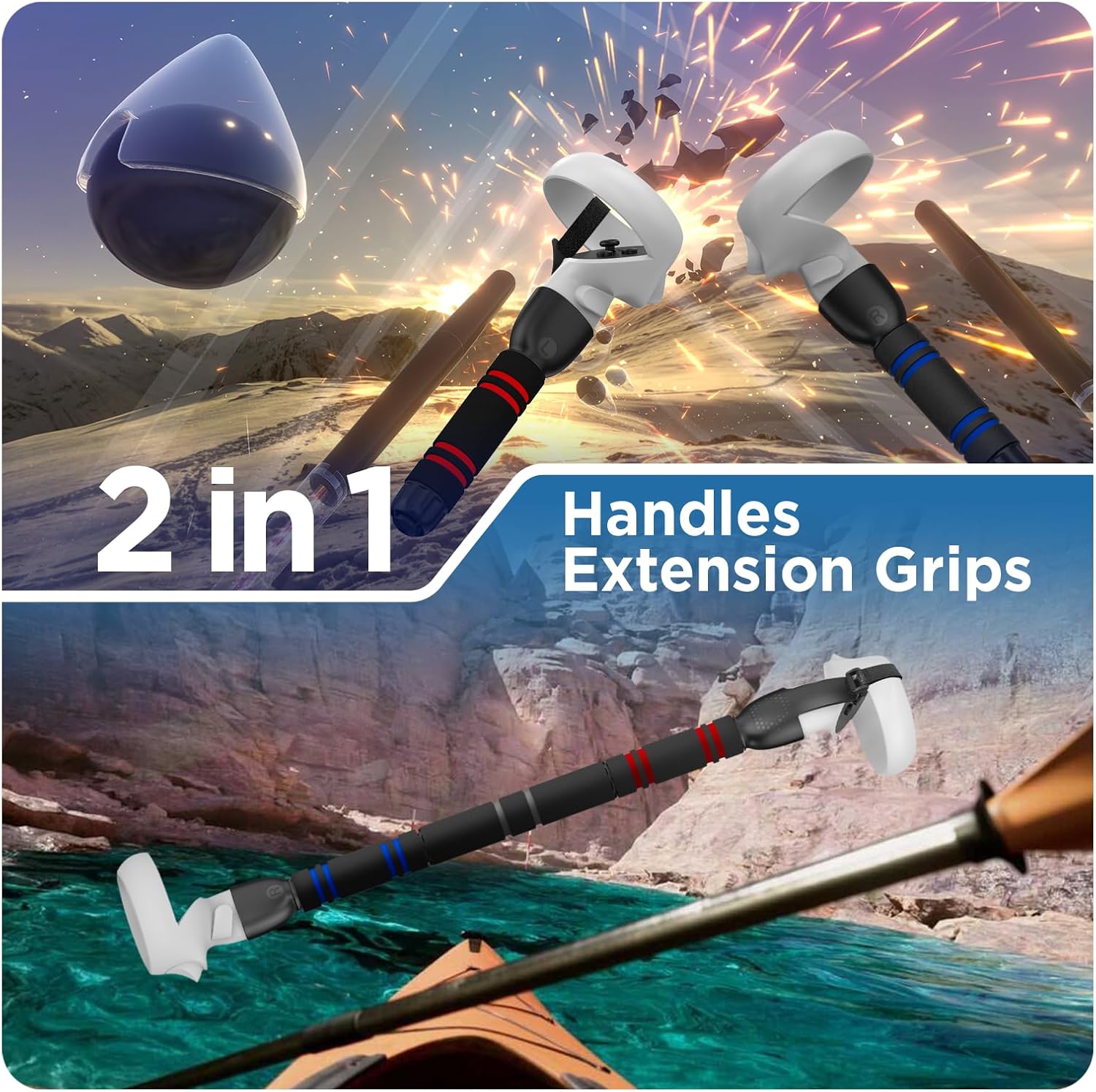 Thumbnail 5 de YOGES Handle Attachments for Quest 2 VR Controllers