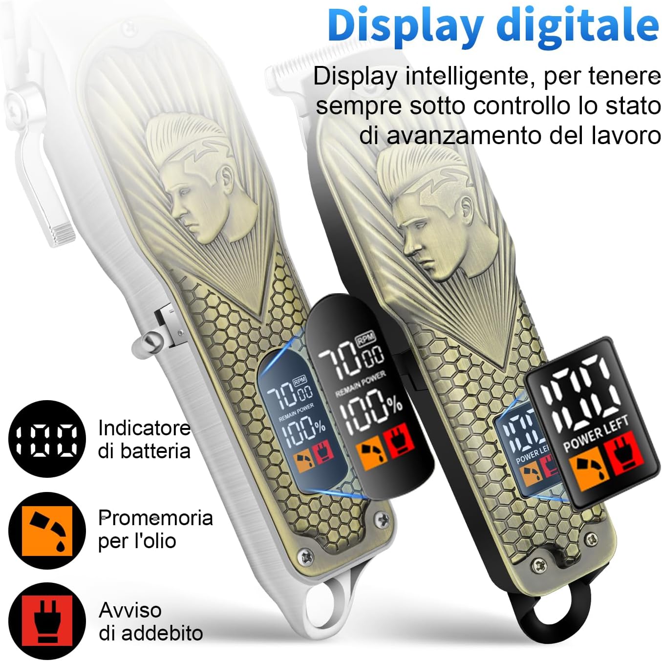 Thumbnail 5 de HIENA PRO Professional Hair Clippers Cordless LED Haircut Set (Clipper, Trimmer, Foil Shaver, Nose Trimmer)