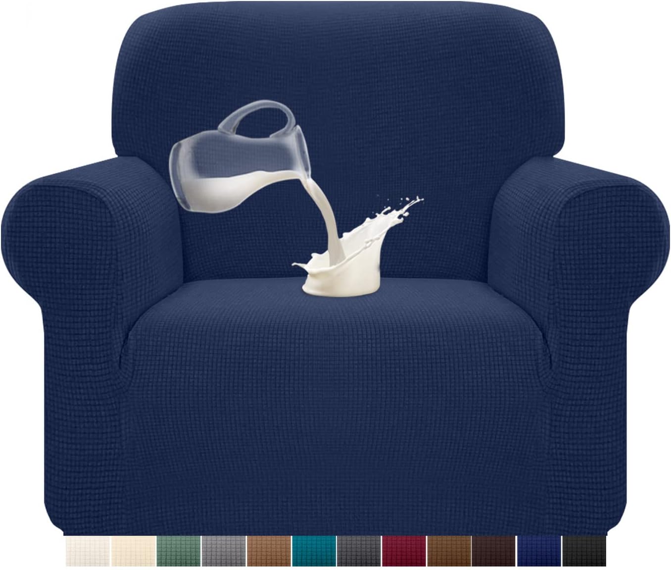 Detalle de Granbest Copridivano elasticizzato impermeabile in spandex jacquard, 1 posto (blu scuro) con gommapiuma antiscivolo