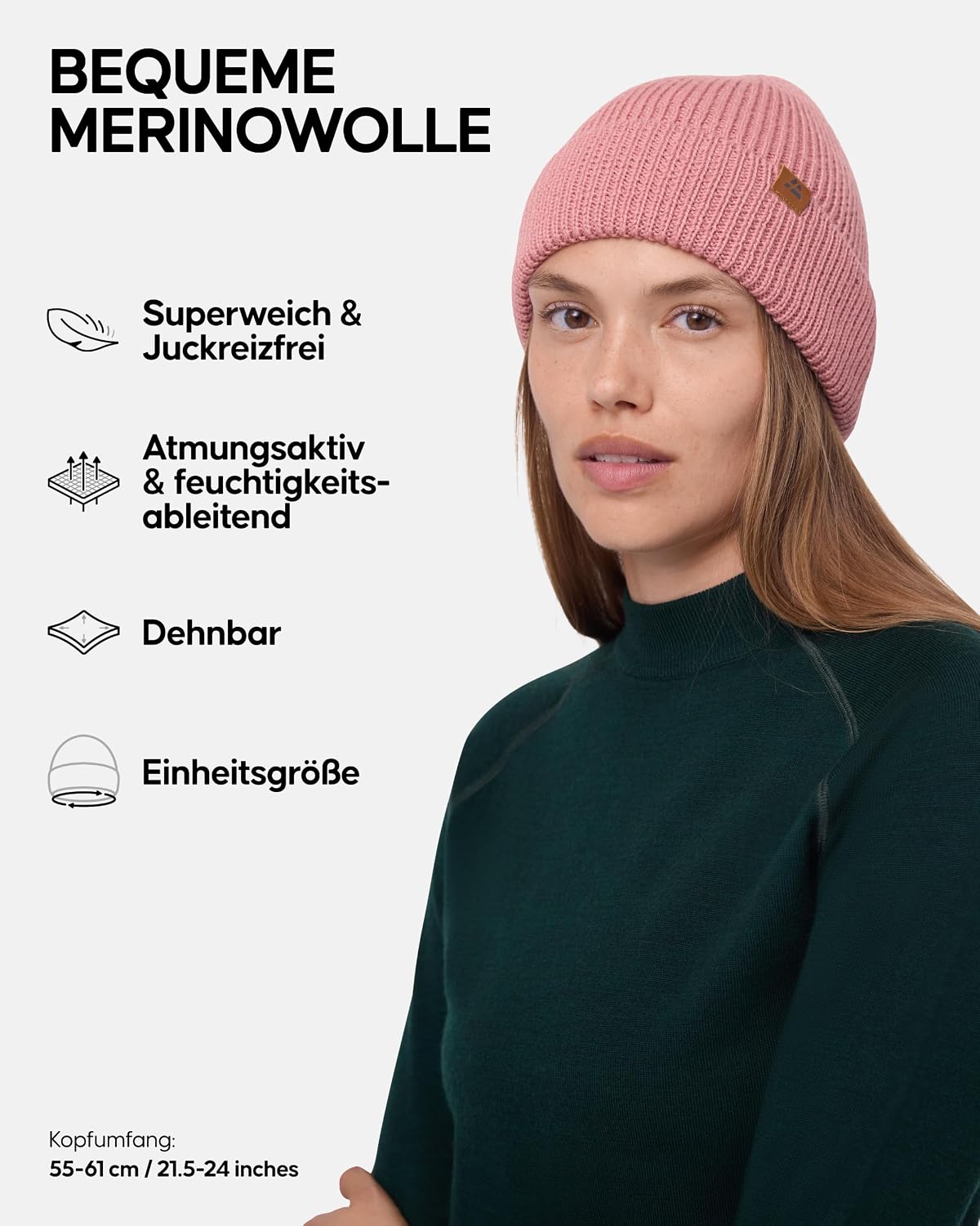 Detalle 2 de DANISH ENDURANCE Merino Mütze 55-61 cm 🧣