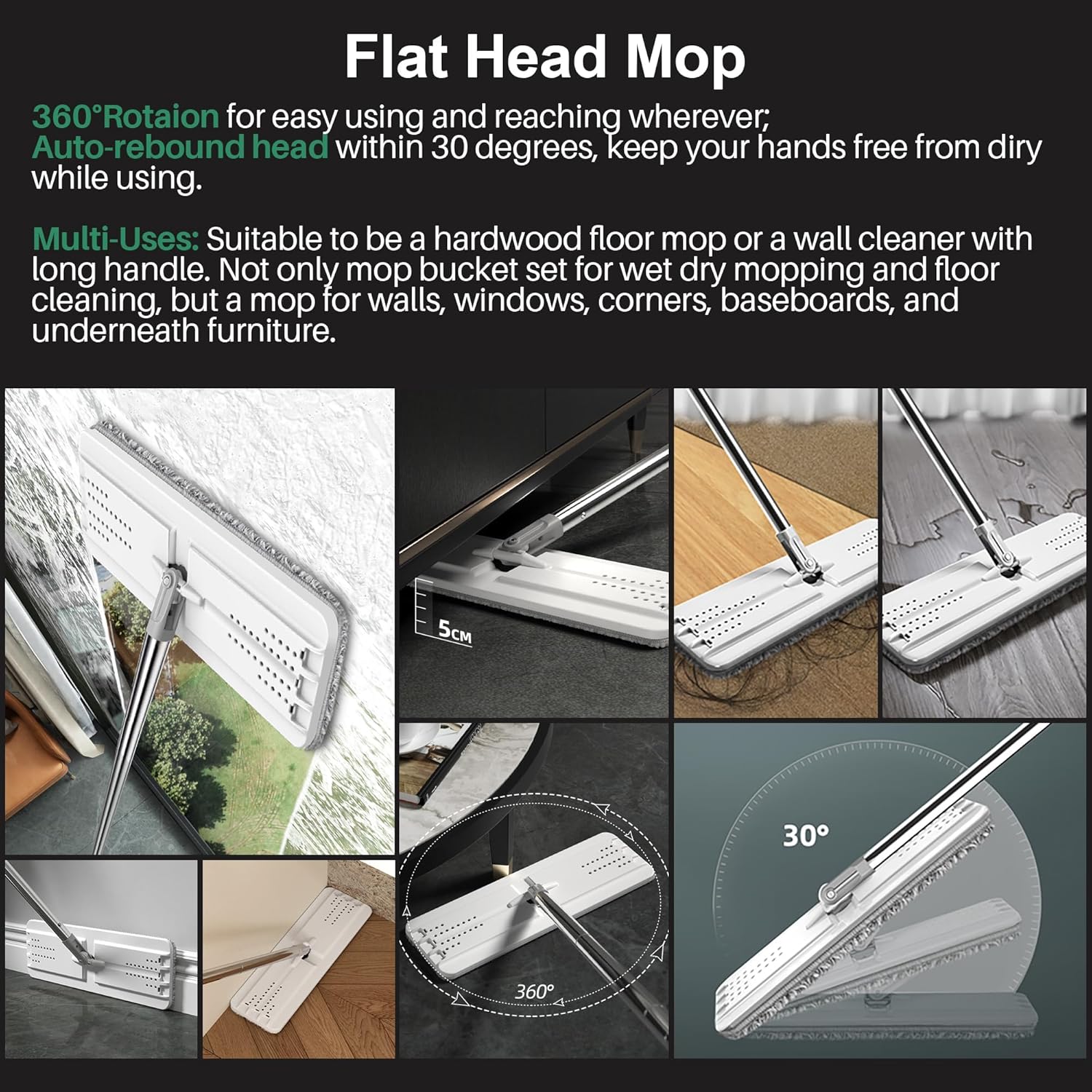 Detalle de JOYMOOP Bucket #2124 Flat Mop System with Dual-Chamber Bucket and 5 Pads