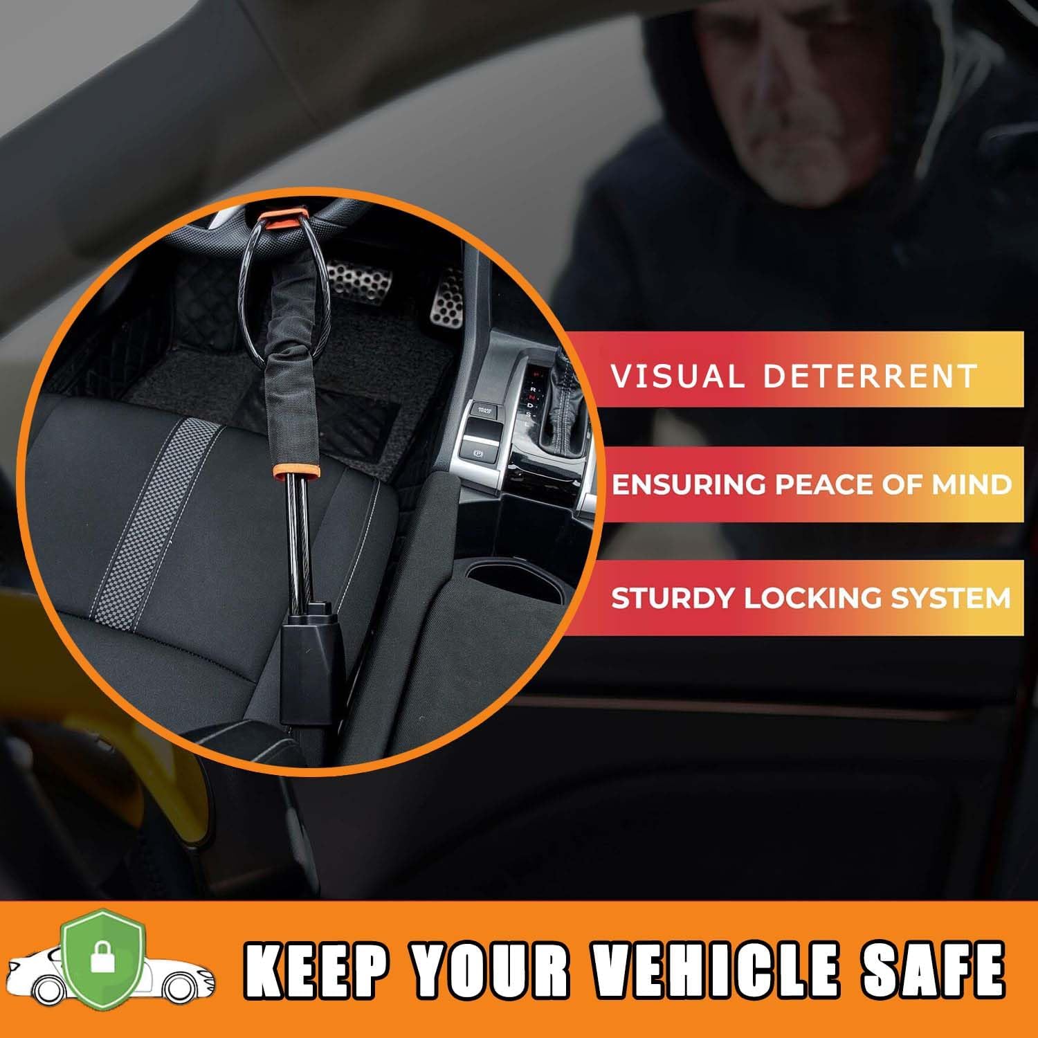 Detalle de Steering Wheel Lock Seat Belt Lock Car anti-theft device 🔒