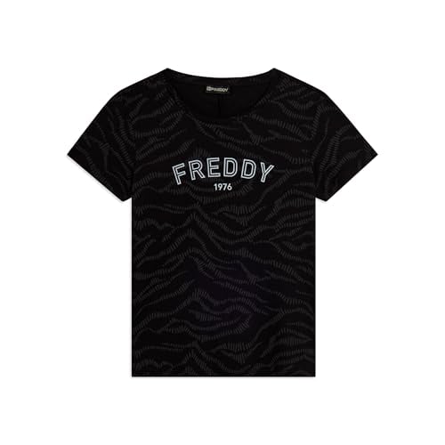 Detalle de T-shirt FREDDY 1976 da donna: stampa animalier nera