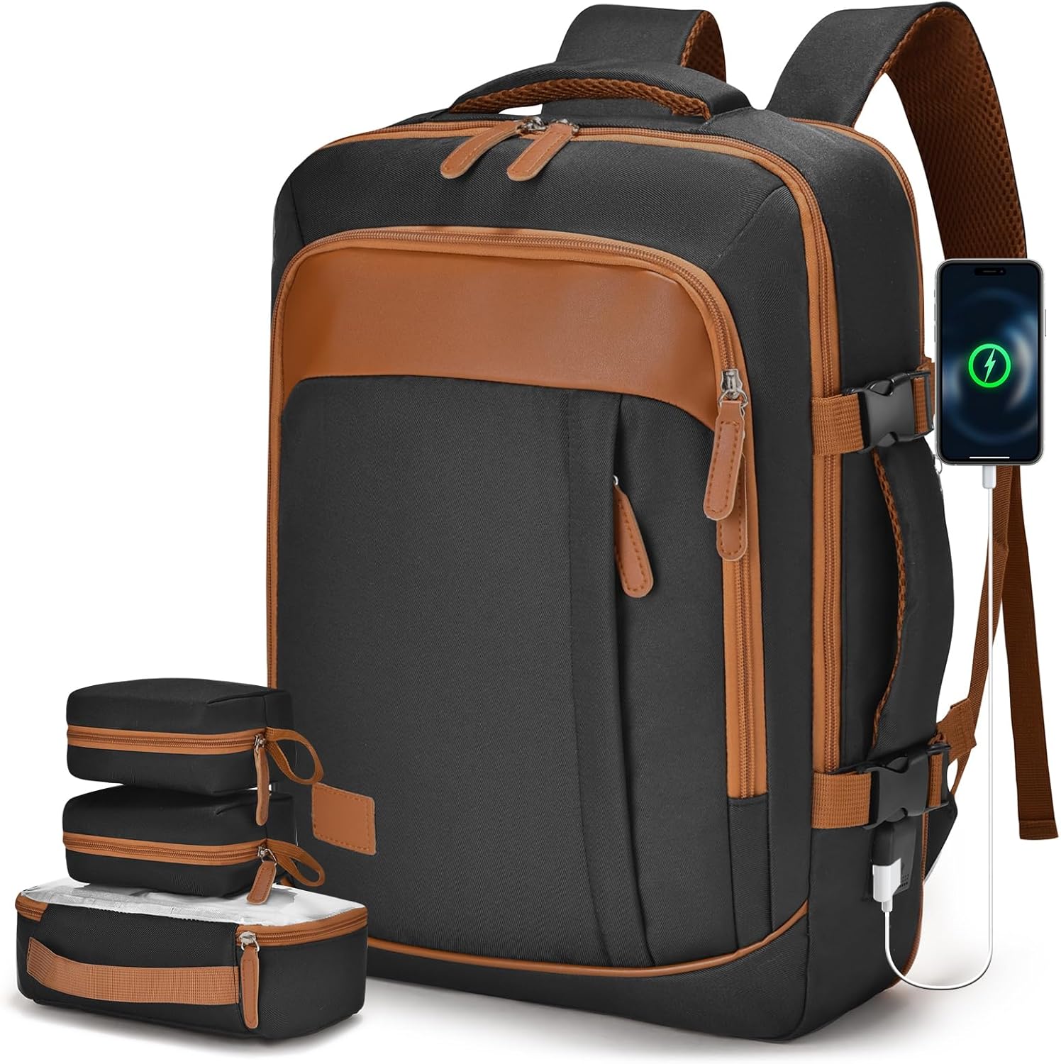 Detalle de SUCIKORIO 40x30x10cm Lufthansa Expandable Travel Backpack – Underseat Cabin Bag with Wet Bag & 3 Small Pouches