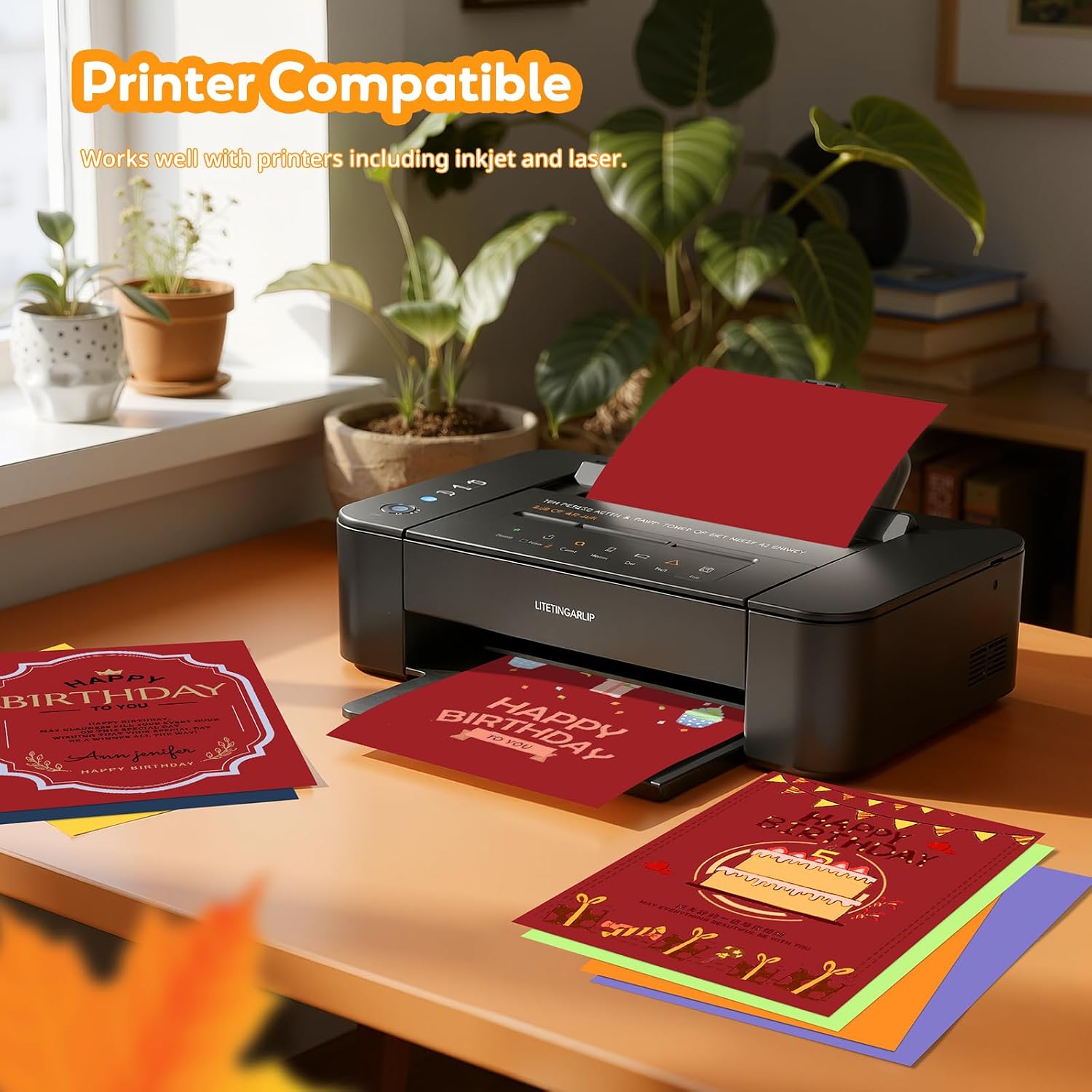 Detalle de Vishoitty Deep Red Cardstock, 8.5 x 11-Inch, 40 Sheets, Smooth Fully Dyed Paper