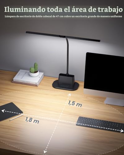 Detalle de Ylatoial Flexo Escritorio de Doble Cabezal, 25 Modos – Iluminación amplia y ajustable para tu escritorio