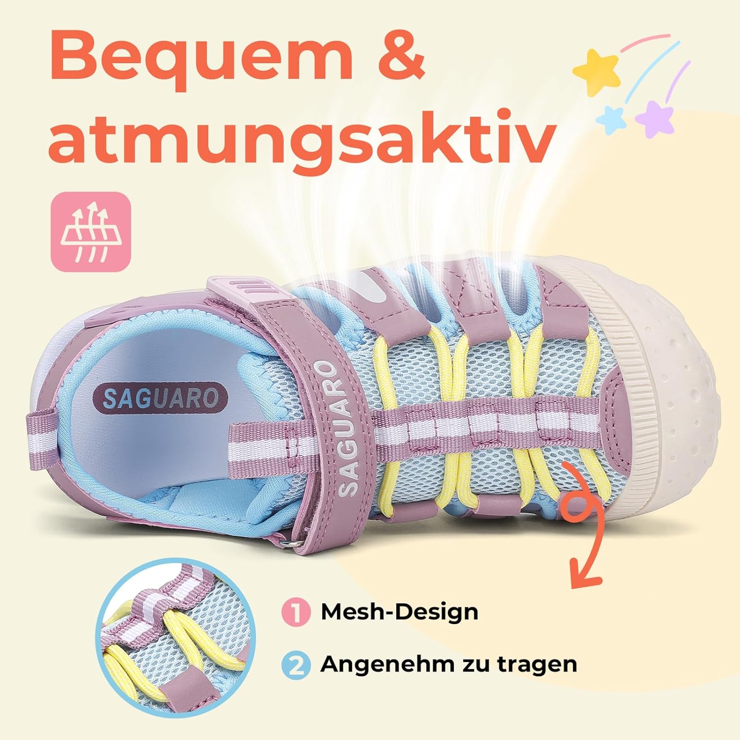 Thumbnail 3 de SAGUARO Sandalen Mädchen – Geschlossene Sommer-Trekkingsandalen mit Klettverschluss (25–38)