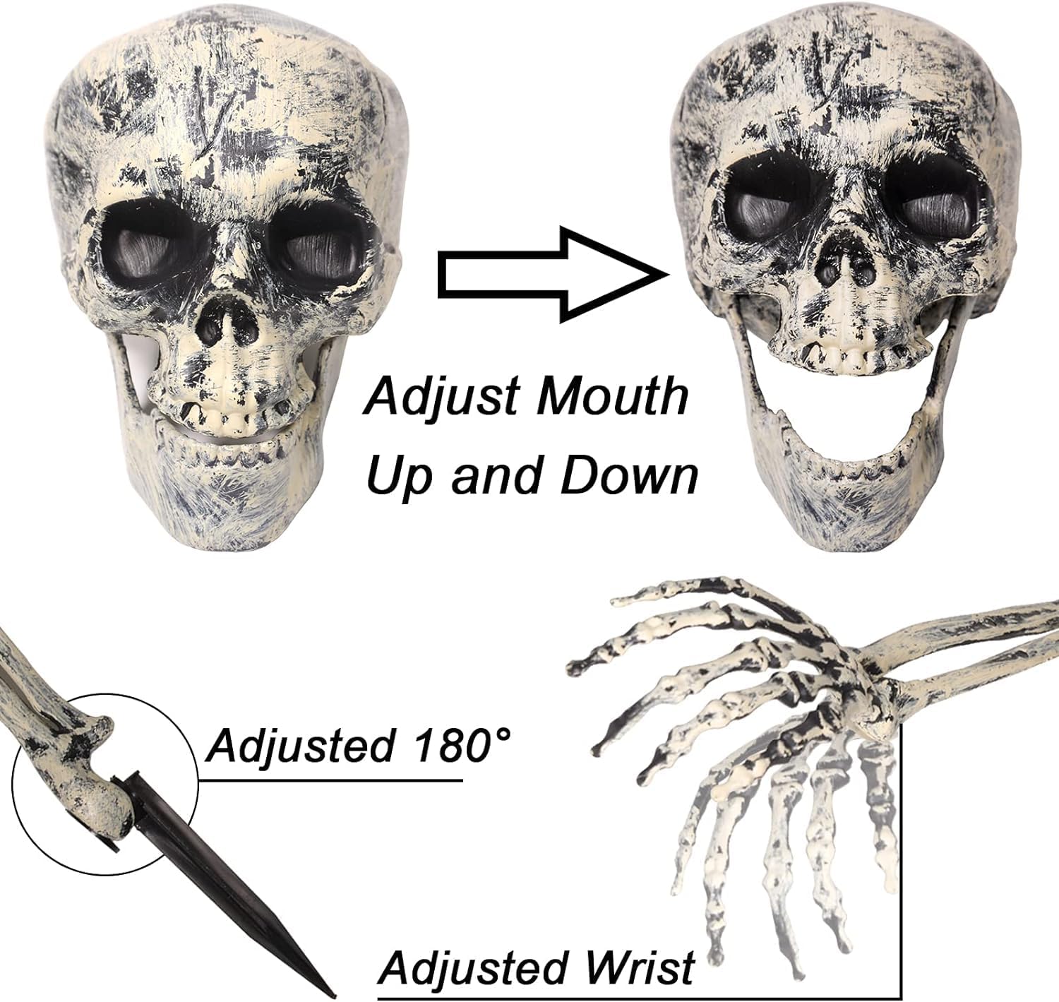 Detalle 2 de EddHomes Skeleton Stake 3pcs Halloween Yard Decoration with Adjustable Head and Arms