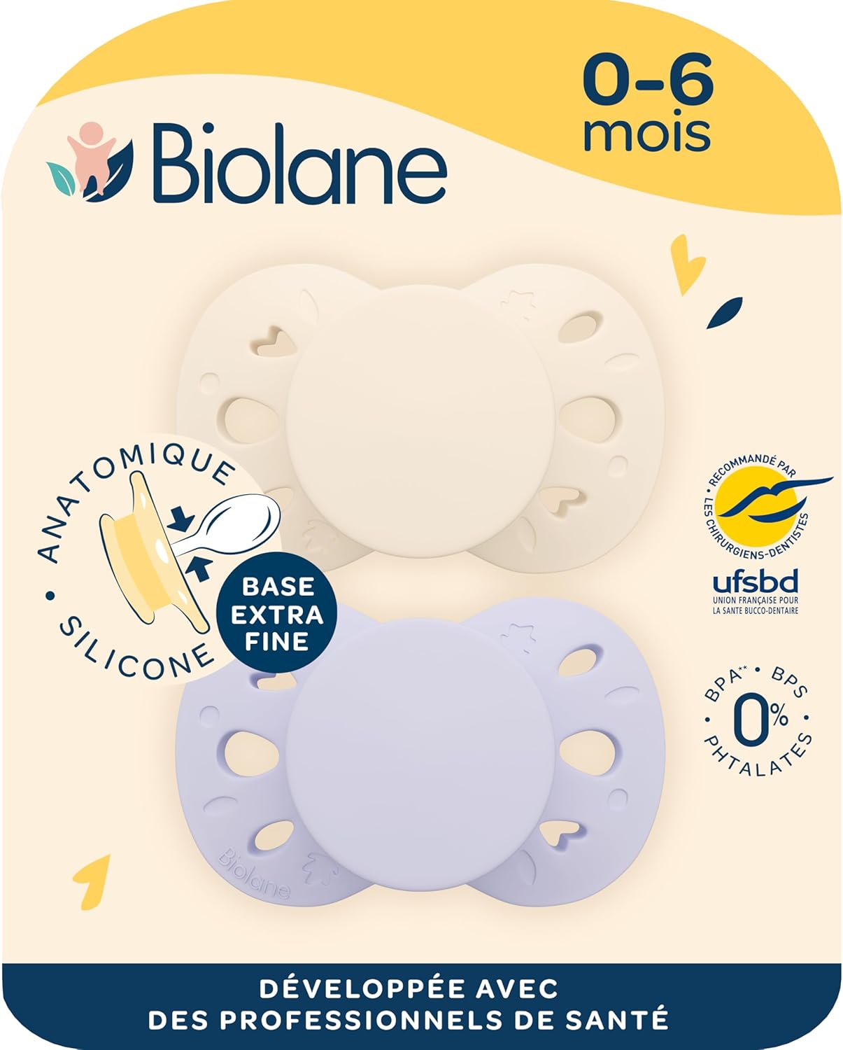 Thumbnail 6 de BIOLANE tétines anatomiques extra-fines réversibles 0 à 6 mois – Bleu et beige