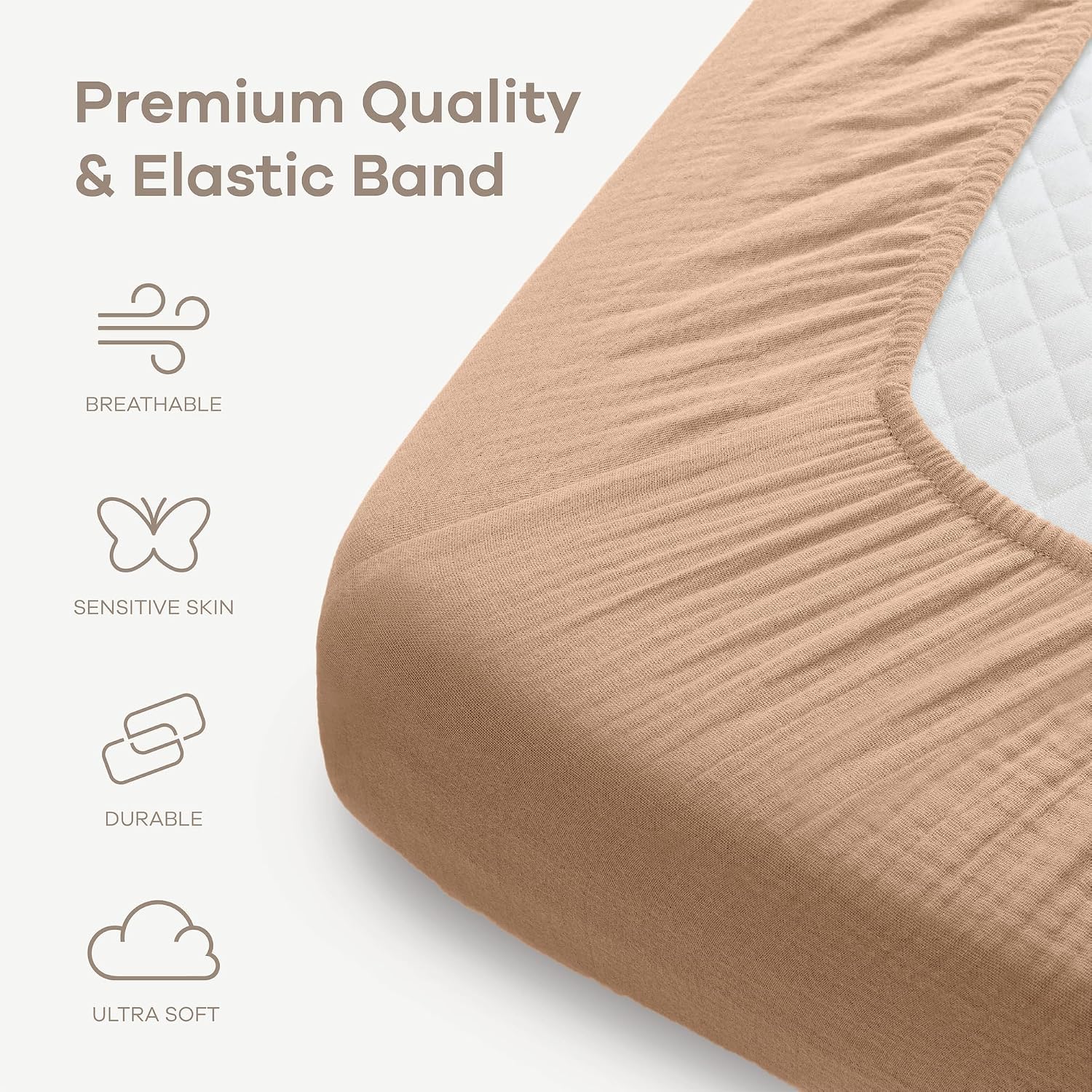 Detalle de Comfy Cubs Crib Sheets Muslin Cotton Fitted Crib Sheets, 2-Pack, Cedar & Cream