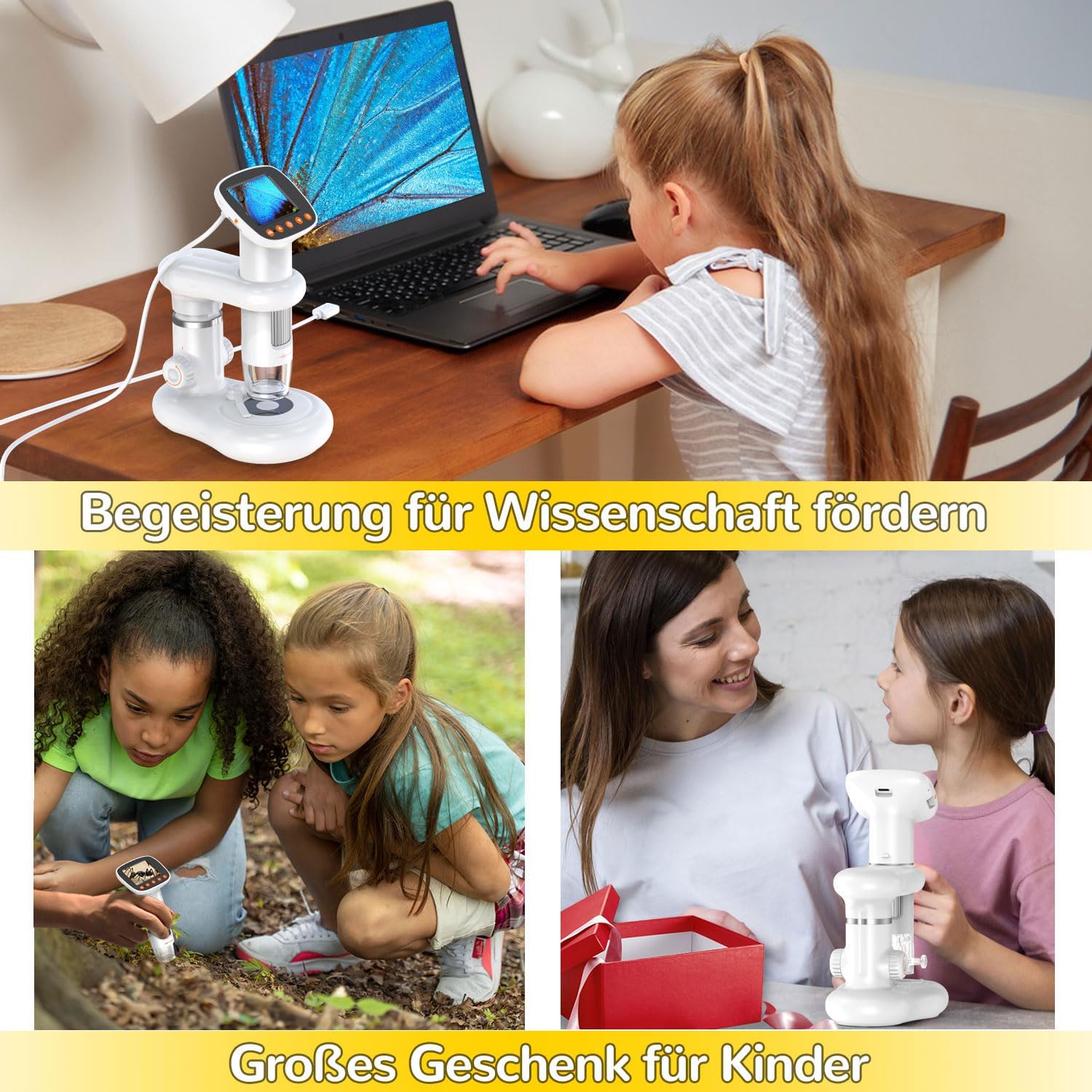 Thumbnail 6 de IMICHI Kinder-Mikroskop mit Bildschirm – 1000x Vergrößerung, Insektenfach, tragbar