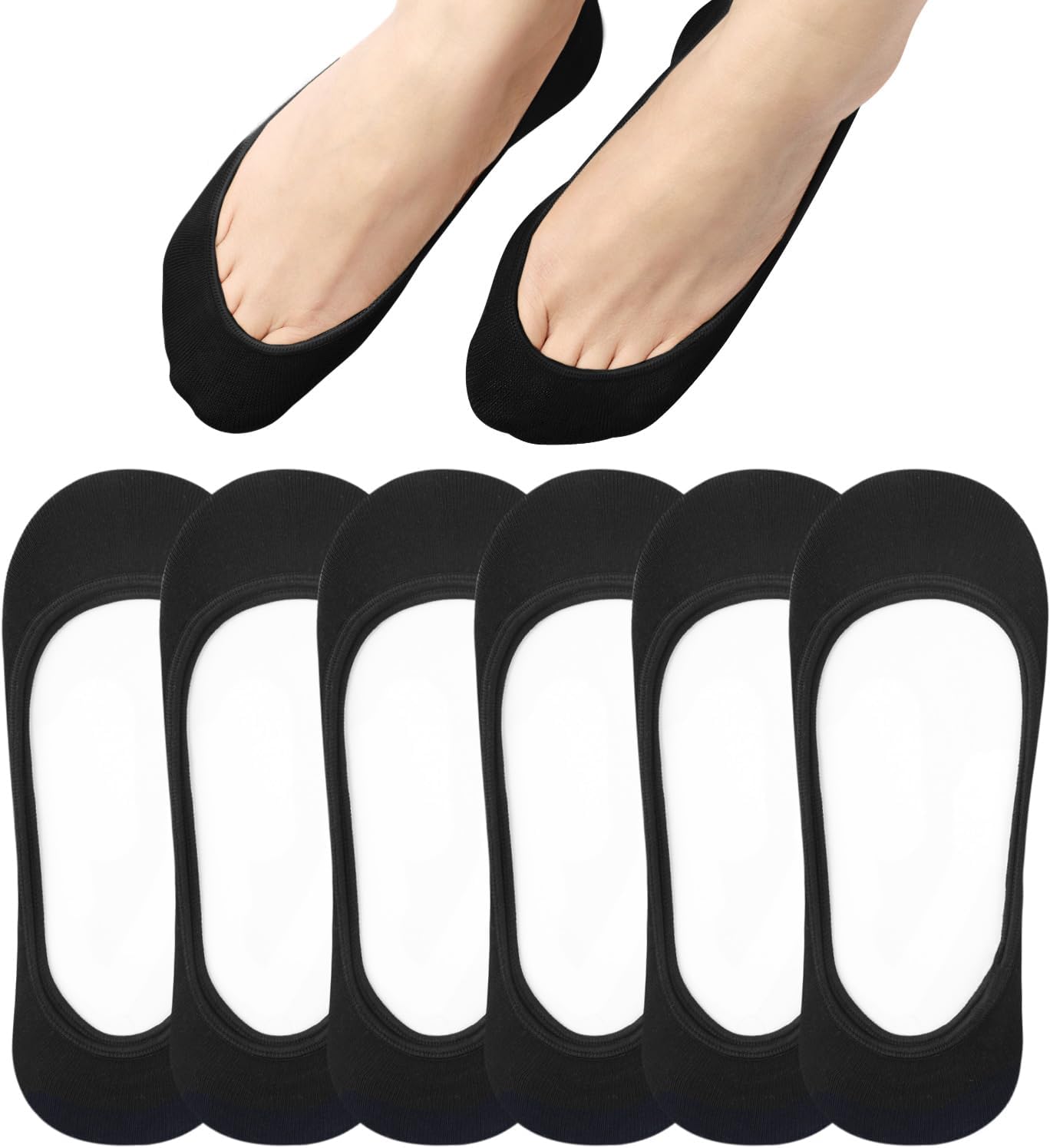 Detalle de Toes Home No Show Socks for Women (Ultra Low Cut Liners) — Non Slip Hidden Footies for Flats