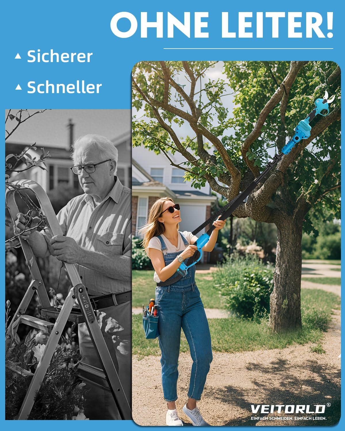 Thumbnail 5 de Veitorld Astschere Teleskop 40 mm Akku Gartenschere ✂