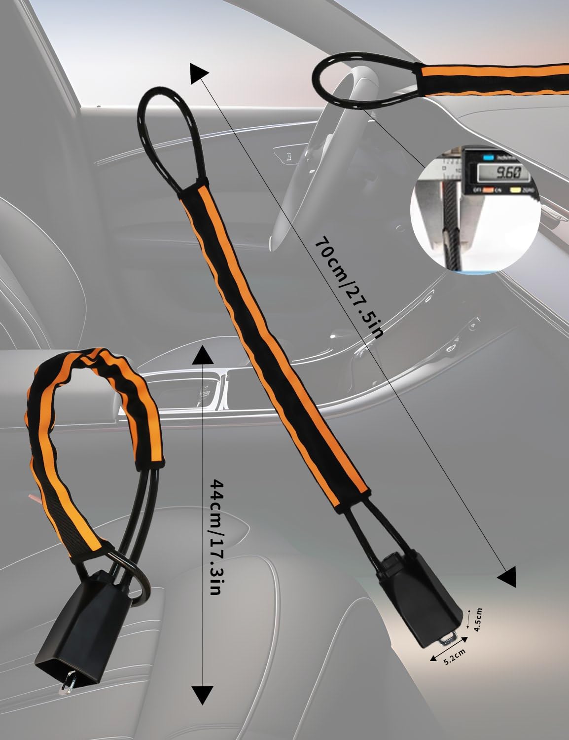 Thumbnail 5 de Reflective Stripe Steering Wheel Lock with 3 Keys