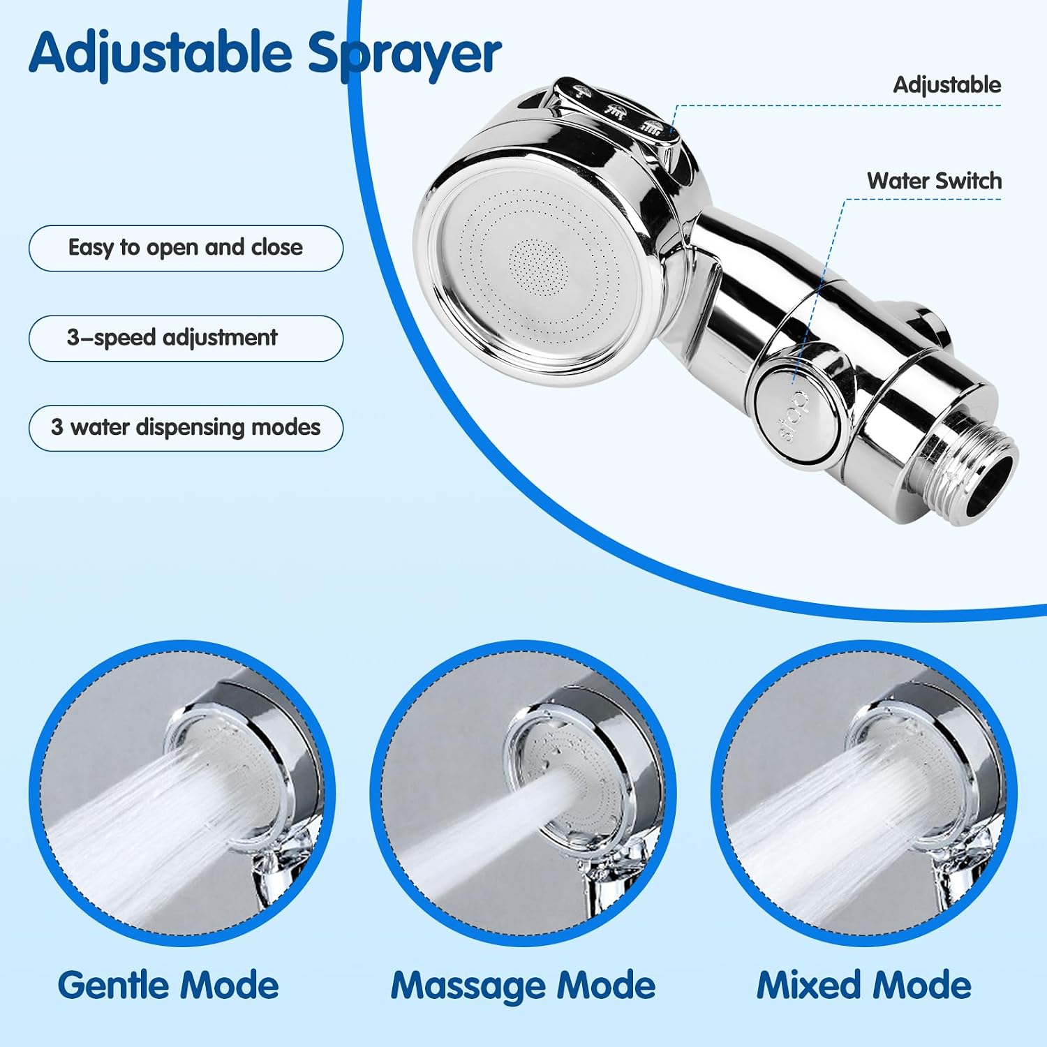 Thumbnail 2 de Doccetta per Lavandino Bagno con Tubo Estensibile 3M: set completo per lavaggio, bidet e doccia