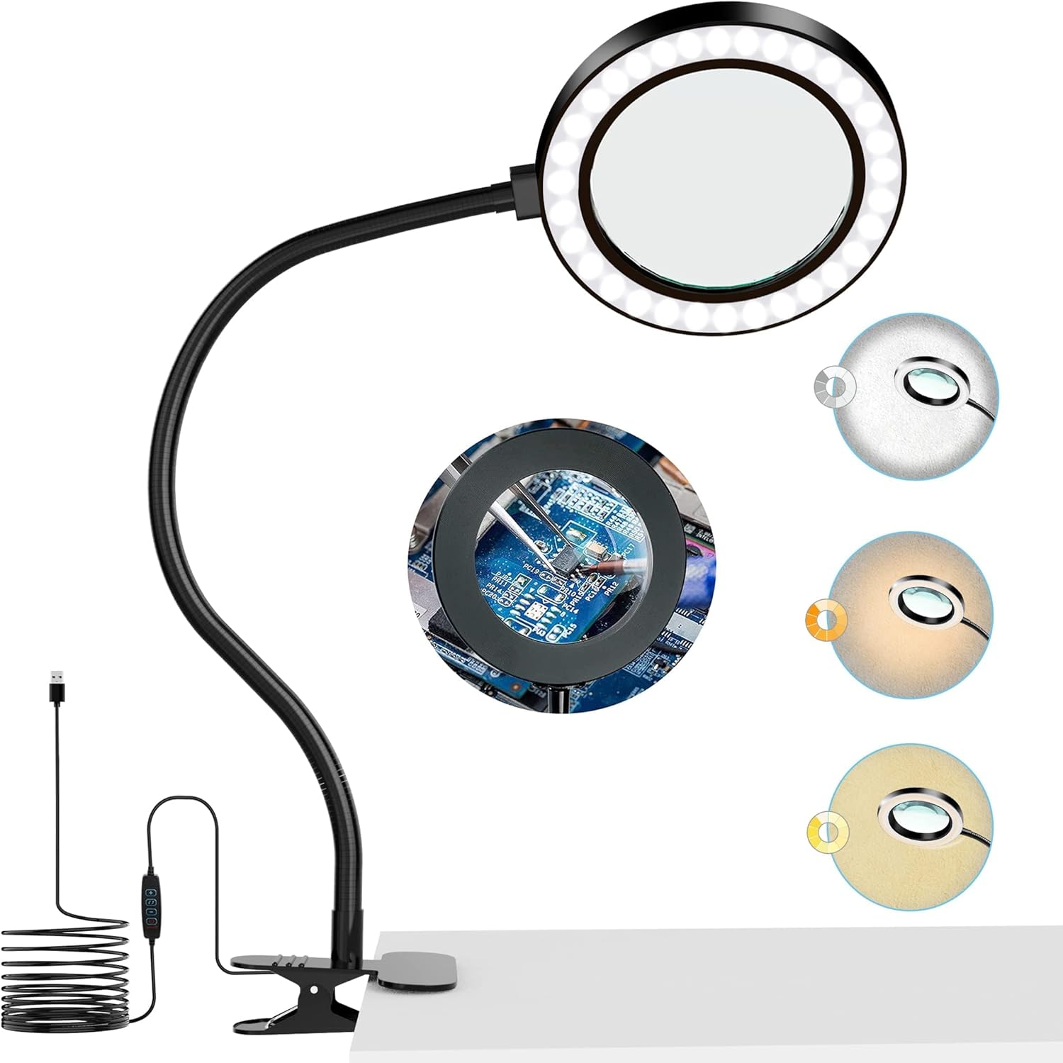Thumbnail 6 de Nazano Rectangular LED Magnifying Glass with Light, 5 LEDs and 3x Magnification (Foldable, 2 Brightness Modes)