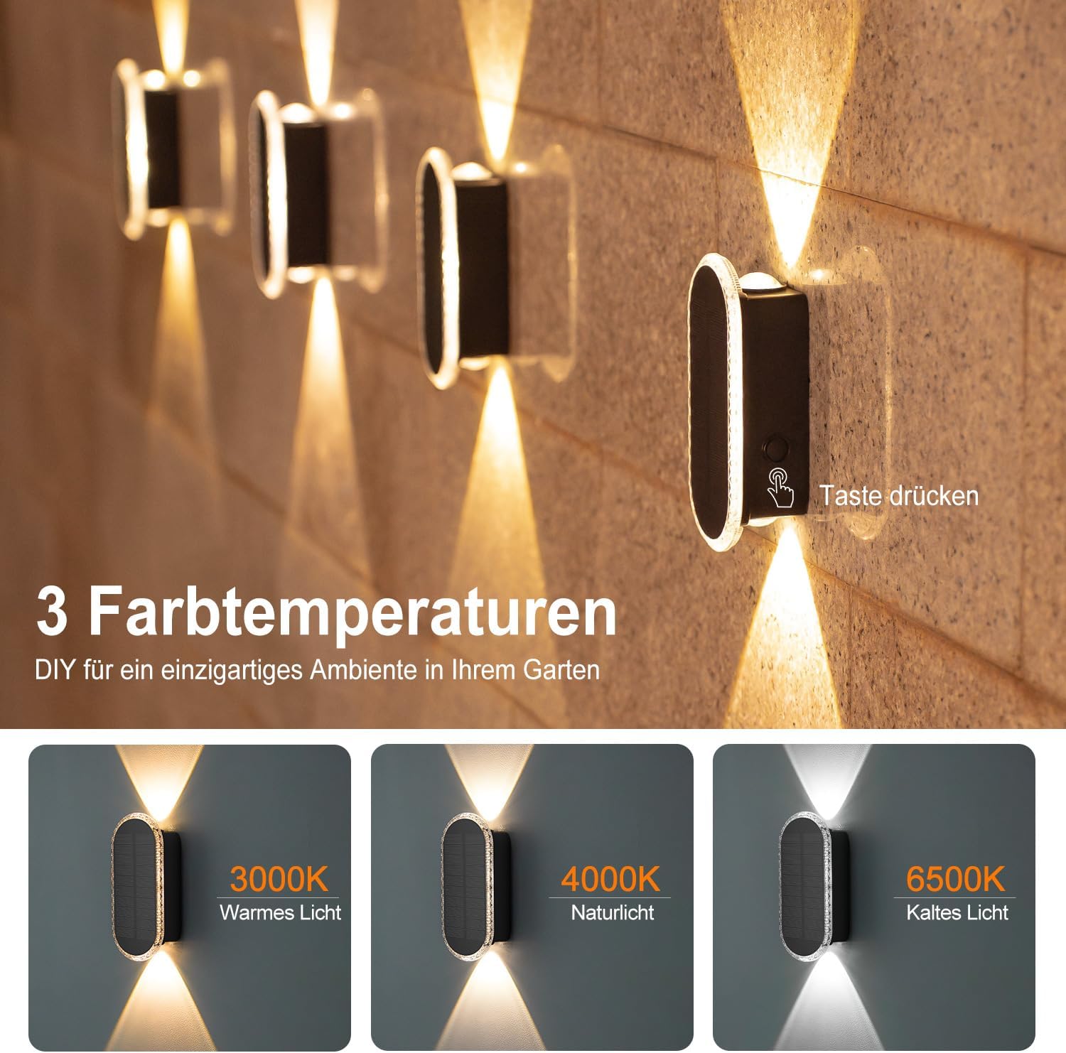 Thumbnail 5 de ELLASAY Solar Wandleuchte IP65 6er Set