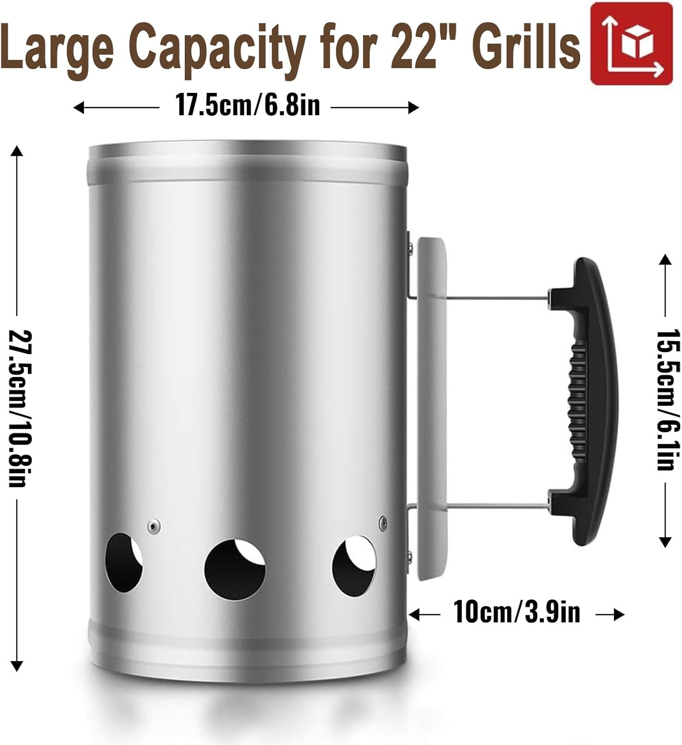 Thumbnail 2 de Beau Jardin Pro-Grade Chimney Starter (galvanised steel) – fast, even ignition for charcoal & briquettes