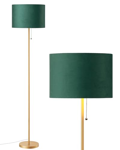 Thumbnail 8 de EDISHINE Lampada da Terra Soggiorno: Paralume in velluto verde & oro, stile moderno e praticità