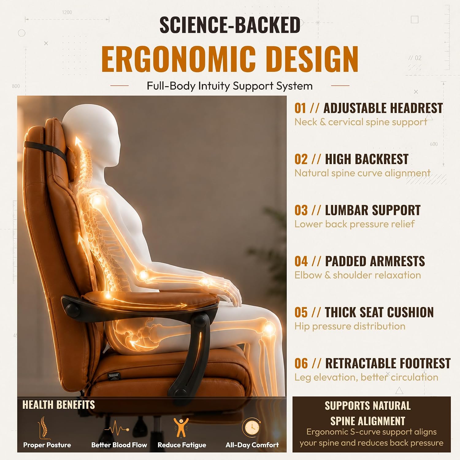 Detalle de Dowinx Gaming Chair, 500 lb Capacity