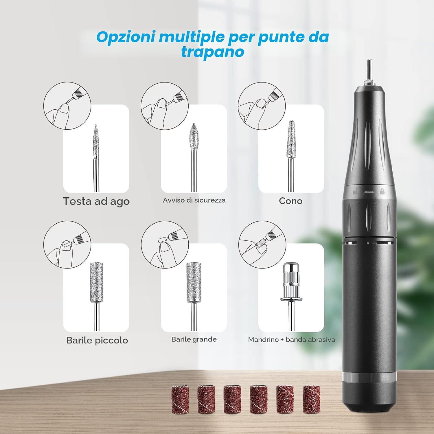 Thumbnail 1 de Fresa per Unghie Professionale 35000 RPM Portatile: Lima Elettrica Ricaricabile con Display LED per Saloni e D.I.Y.