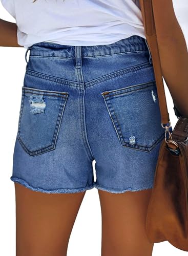 Detalle de KISSMODA Women’s Stretch Jean Shorts with Mid Rise and Rolled Hem